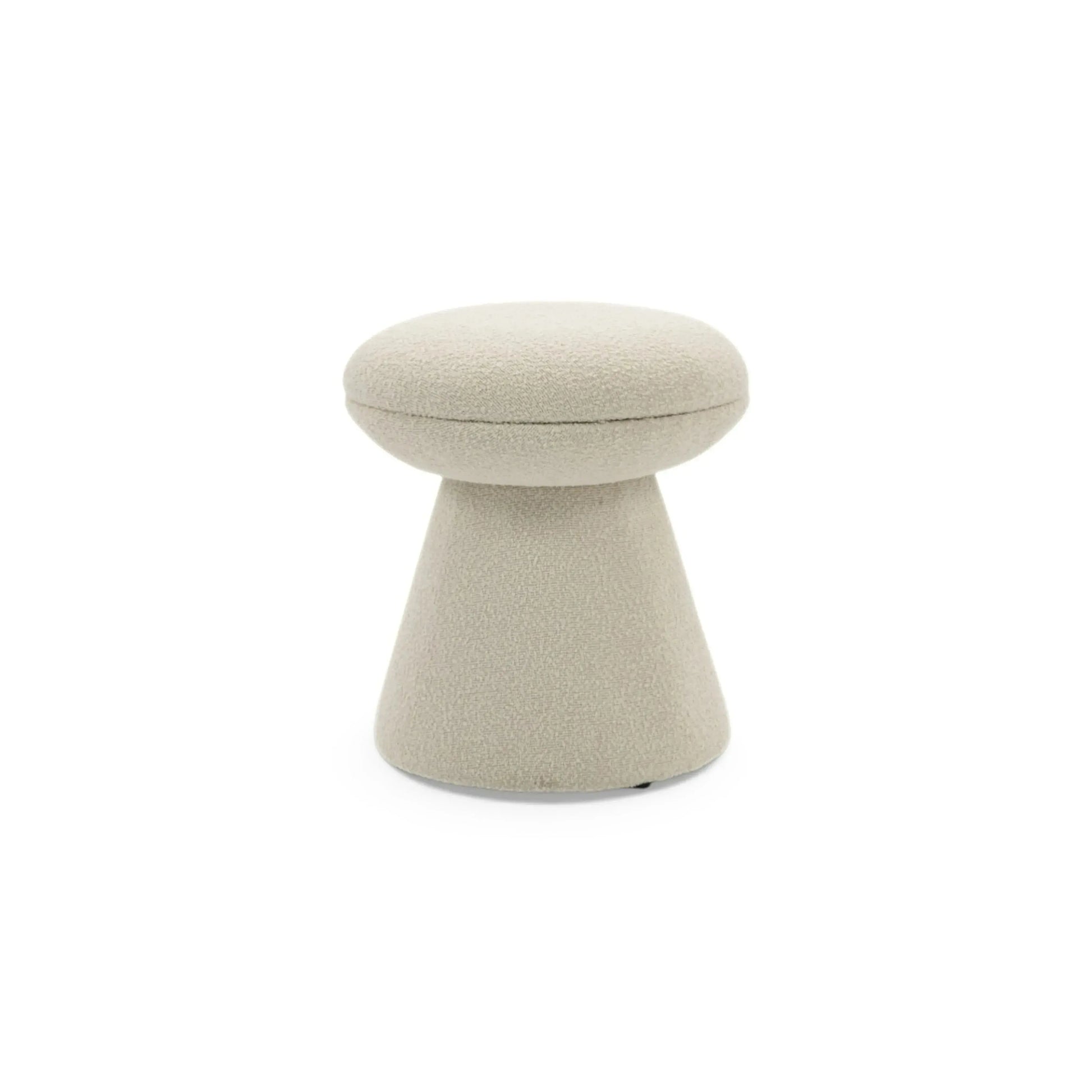 Puff Totem – puff decorativo com base cônica em revestimento bouclé