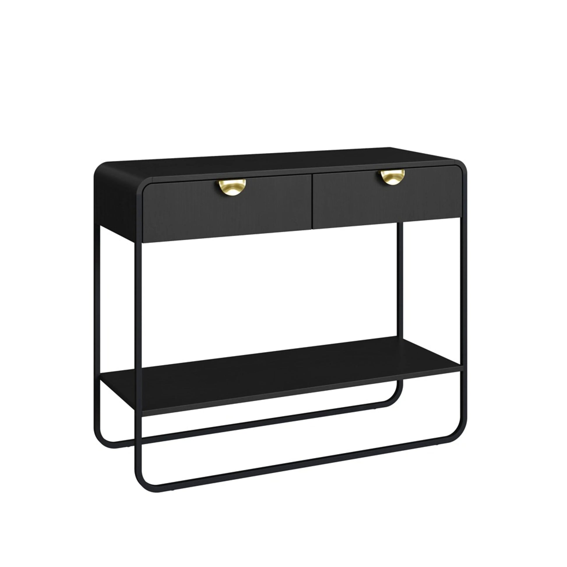 Aparador Dalia 100cm 2 Gavetas acabamento Nero/Preto com pés metálicos e design orgânico
