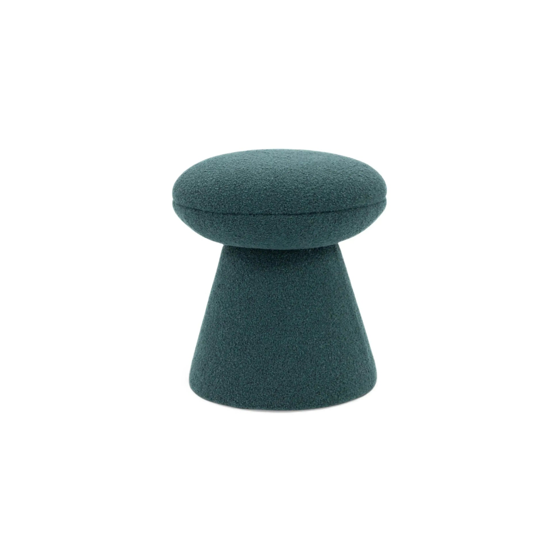 Puff Totem – puff decorativo com base cônica em revestimento bouclé