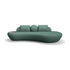 Sofá Enzo verde com chaise, três almofadas e assento amplo