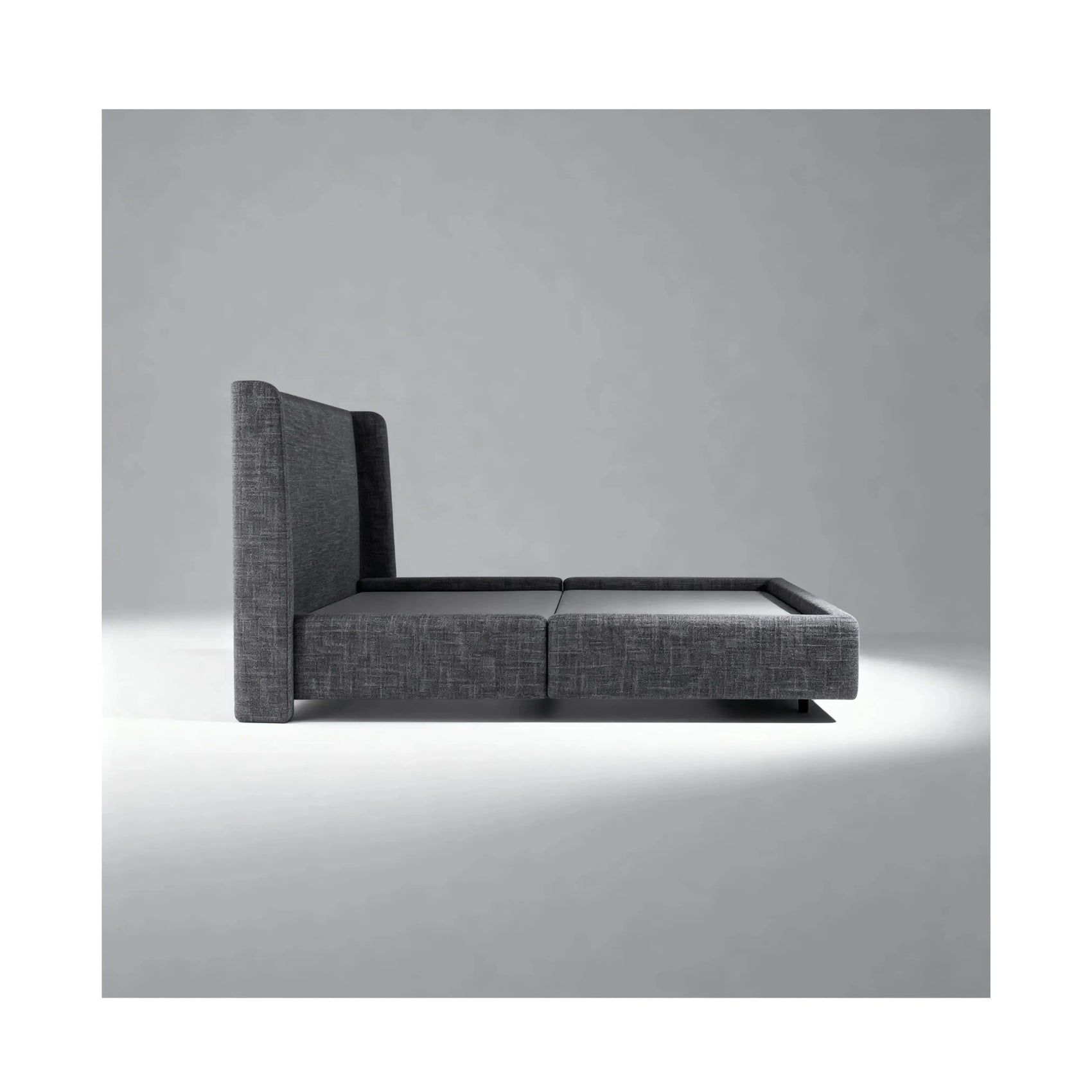 Cama Alvore – cama estofada de design delicado com proporções equilibradas em linho ou bouclé