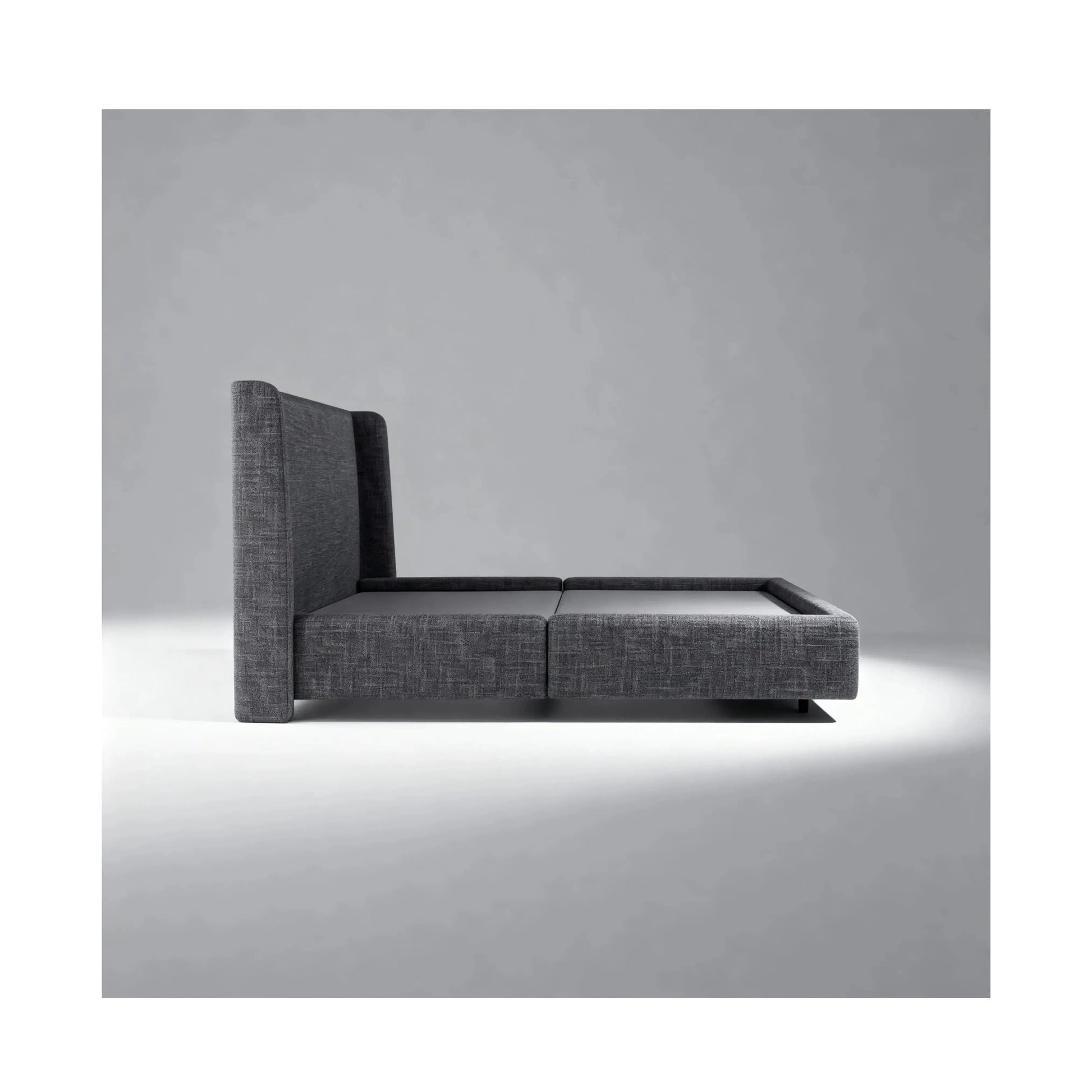 Cama Alvore – cama estofada de design delicado com proporções equilibradas em linho ou bouclé