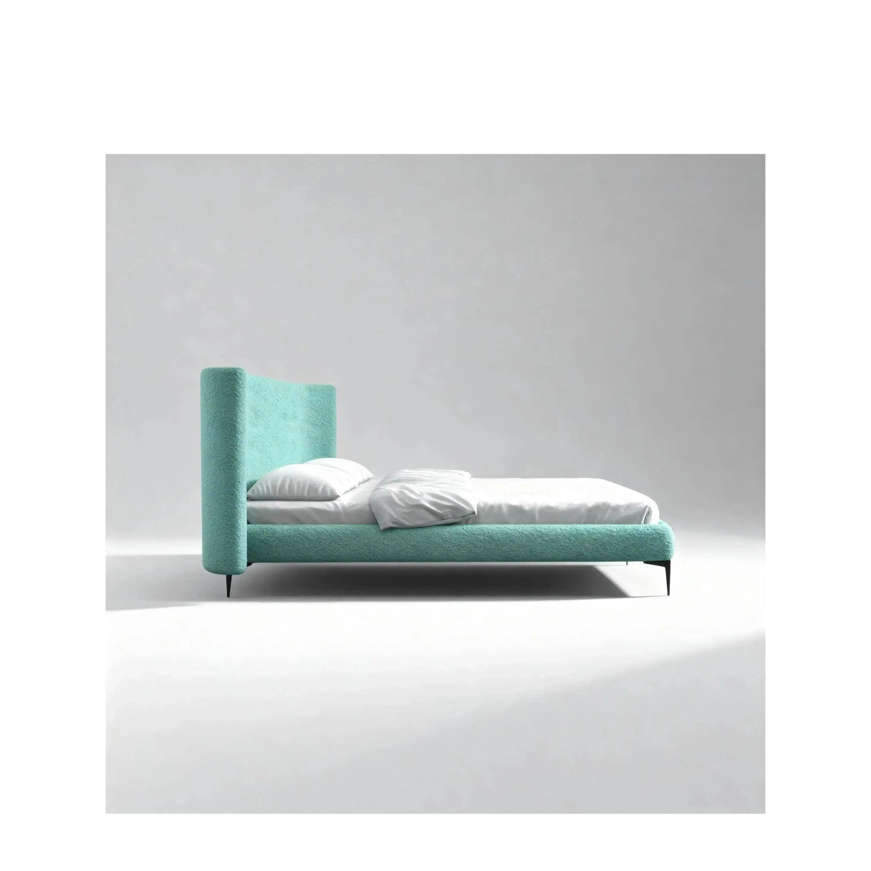 Cama Arabella – cama estofada com cabeceira curva contemporânea e design arrojado