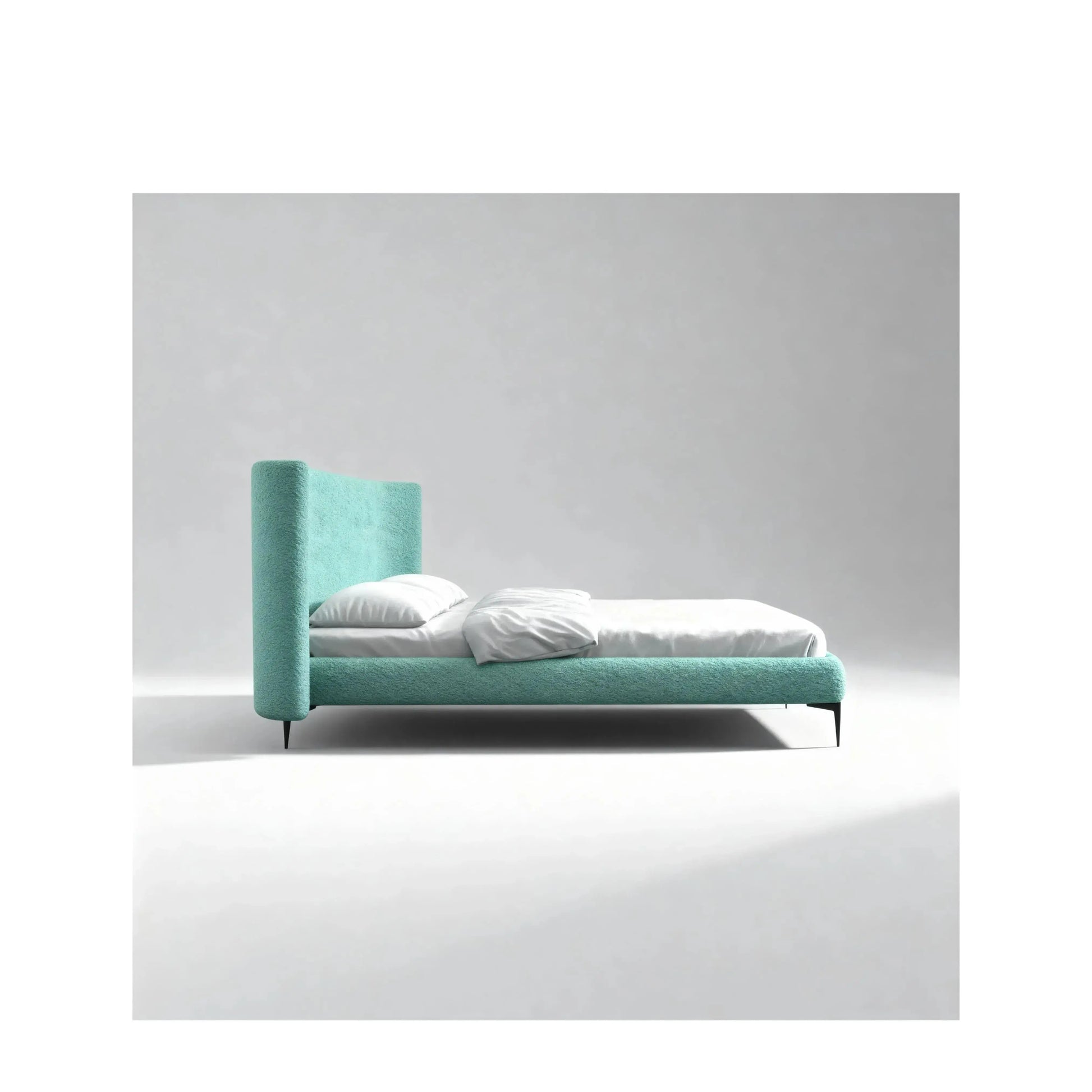 Cama Arabella – cama estofada com cabeceira curva contemporânea e design arrojado