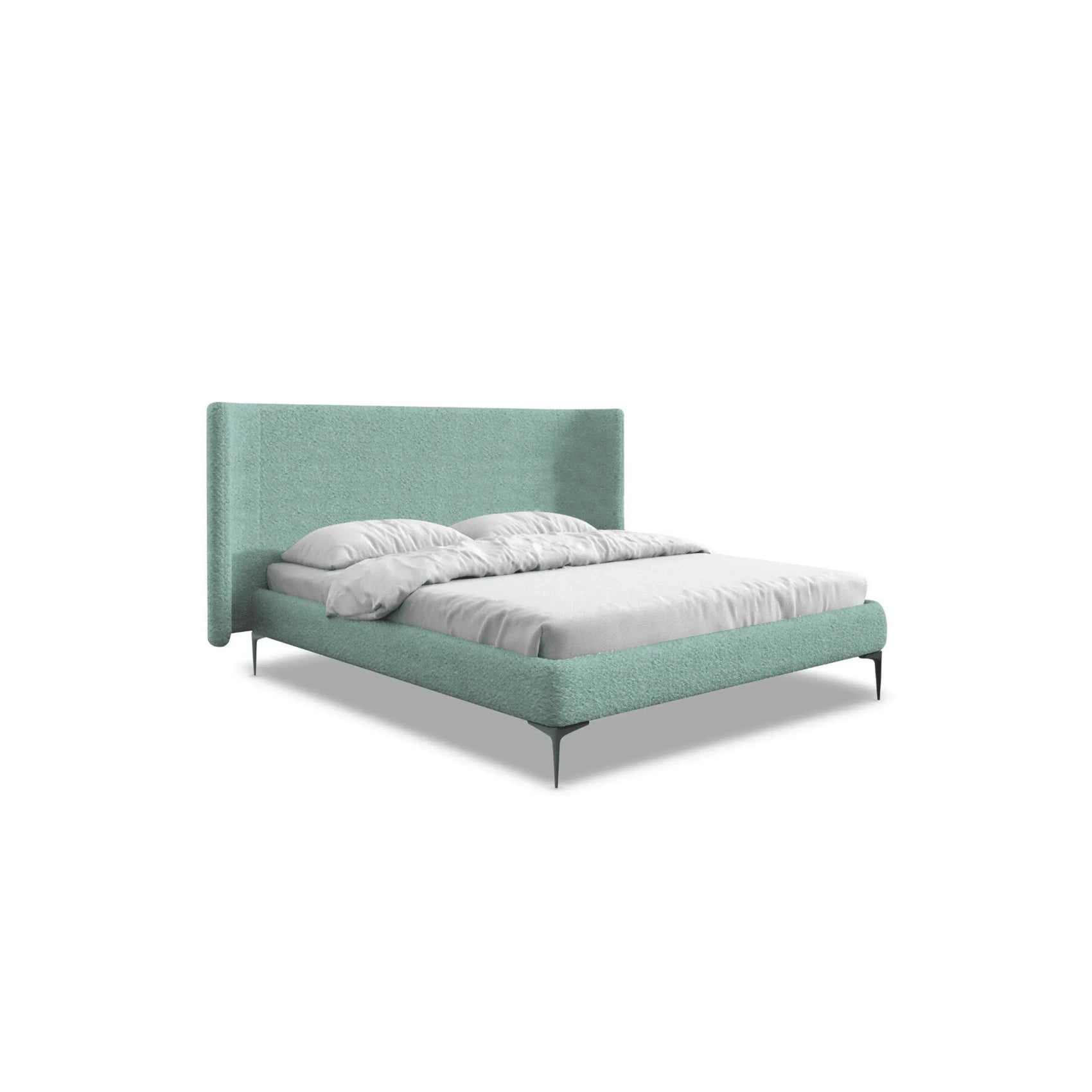 Cama Arabella – cama estofada com cabeceira curva contemporânea e design arrojado