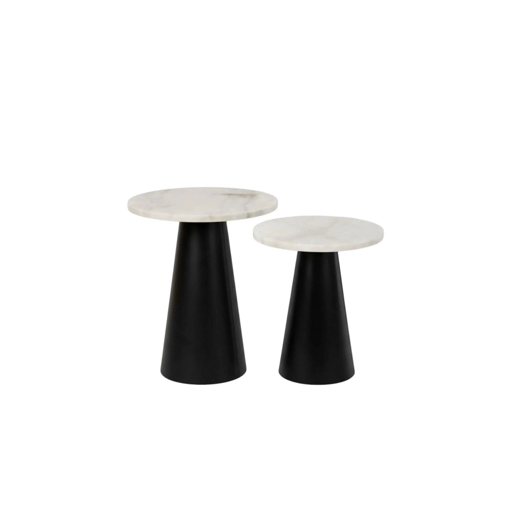 Combo Mesa Lateral Aruna – conjunto de 2 mesas com tampo em mármore e base cônica