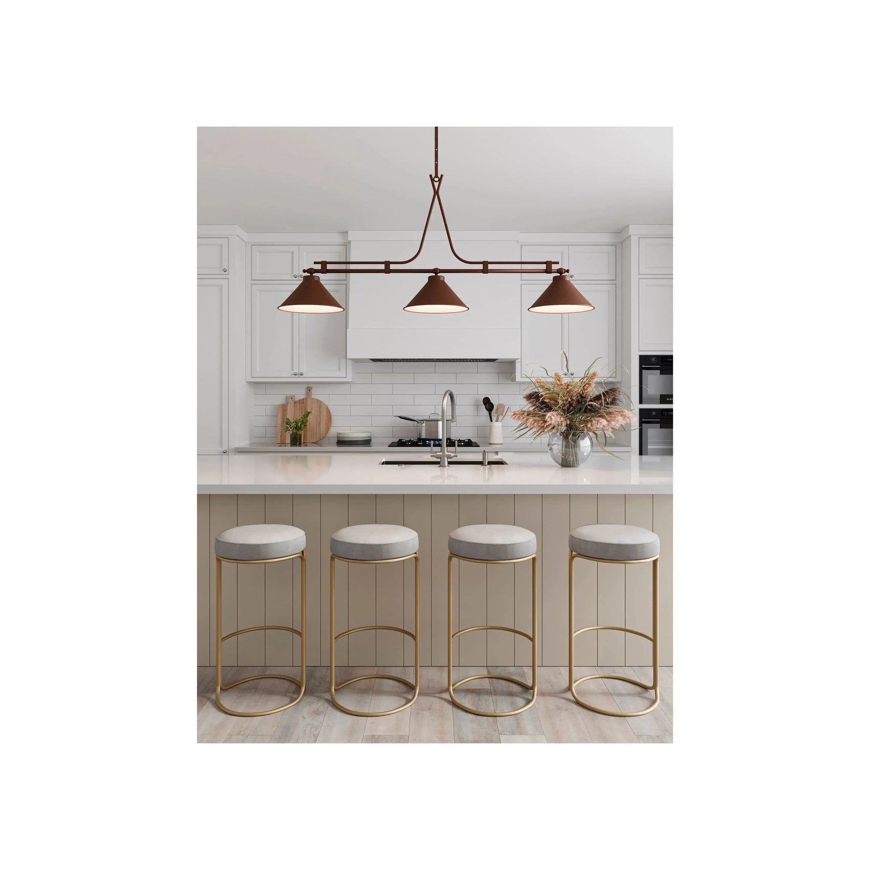 Pendente Atlântico 3 Cúpulas 200 cm – luminária pendente com design fluido e elegante
