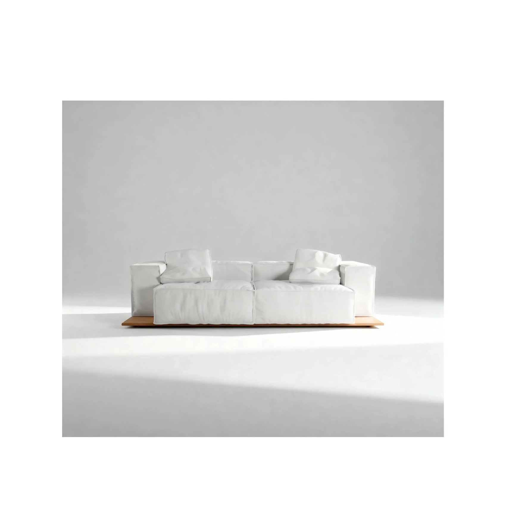 Sofá Aura Noa Living – sofá de design orgânico com base em madeira maciça e braço amplo