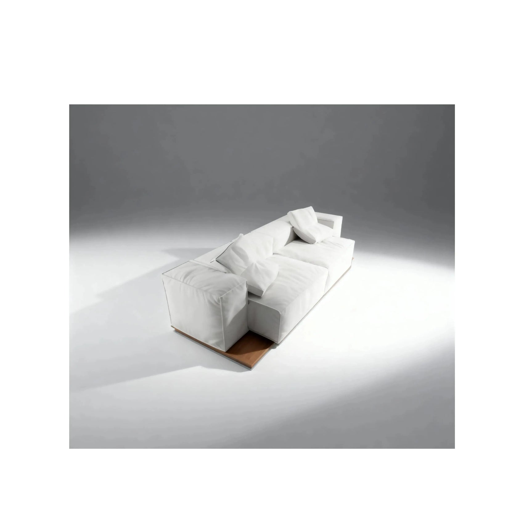 Sofá Aura Noa Living – sofá de design orgânico com base em madeira maciça e braço amplo