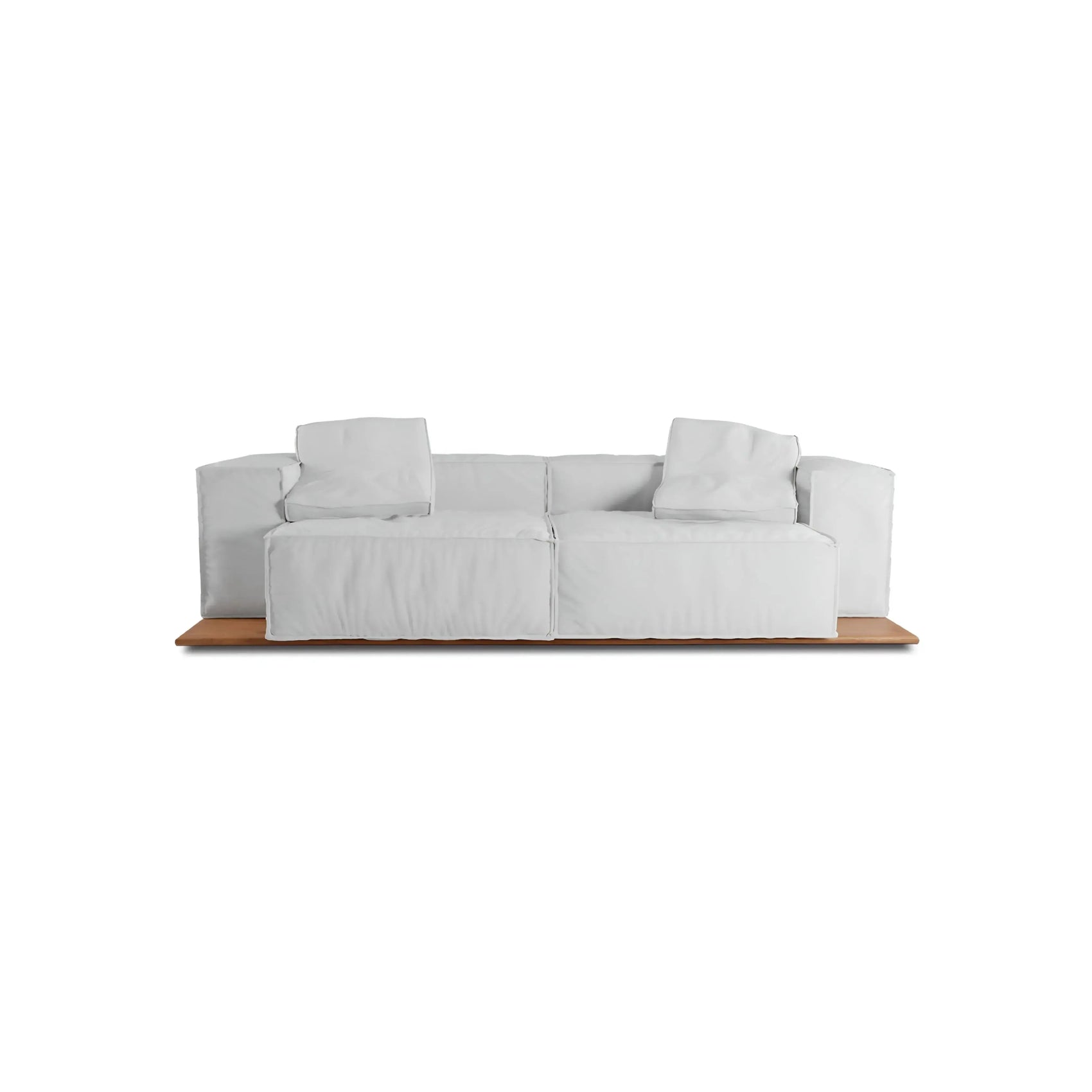 Sofá Aura Noa Living – sofá de design orgânico com base em madeira maciça e braço amplo
