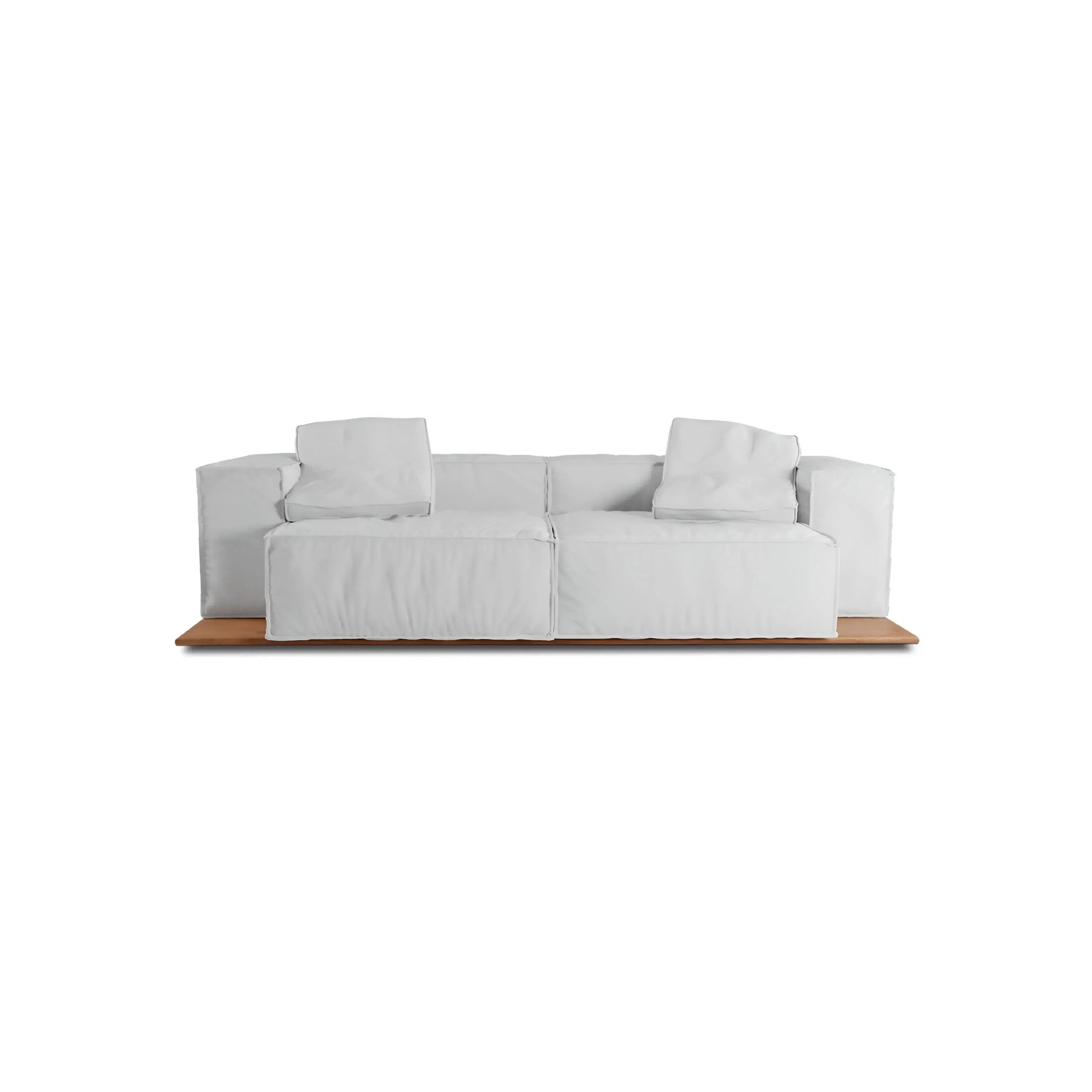 Sofá Aura Noa Living – sofá de design orgânico com base em madeira maciça e braço amplo