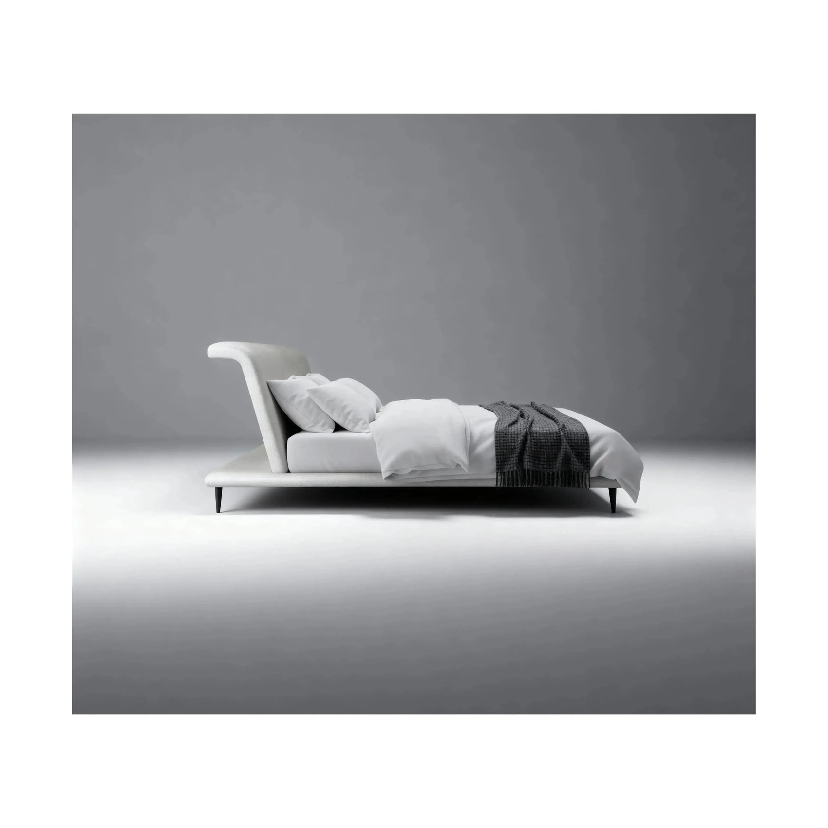 Cama Ayla – cama estofada com bordas arredondadas e design suave