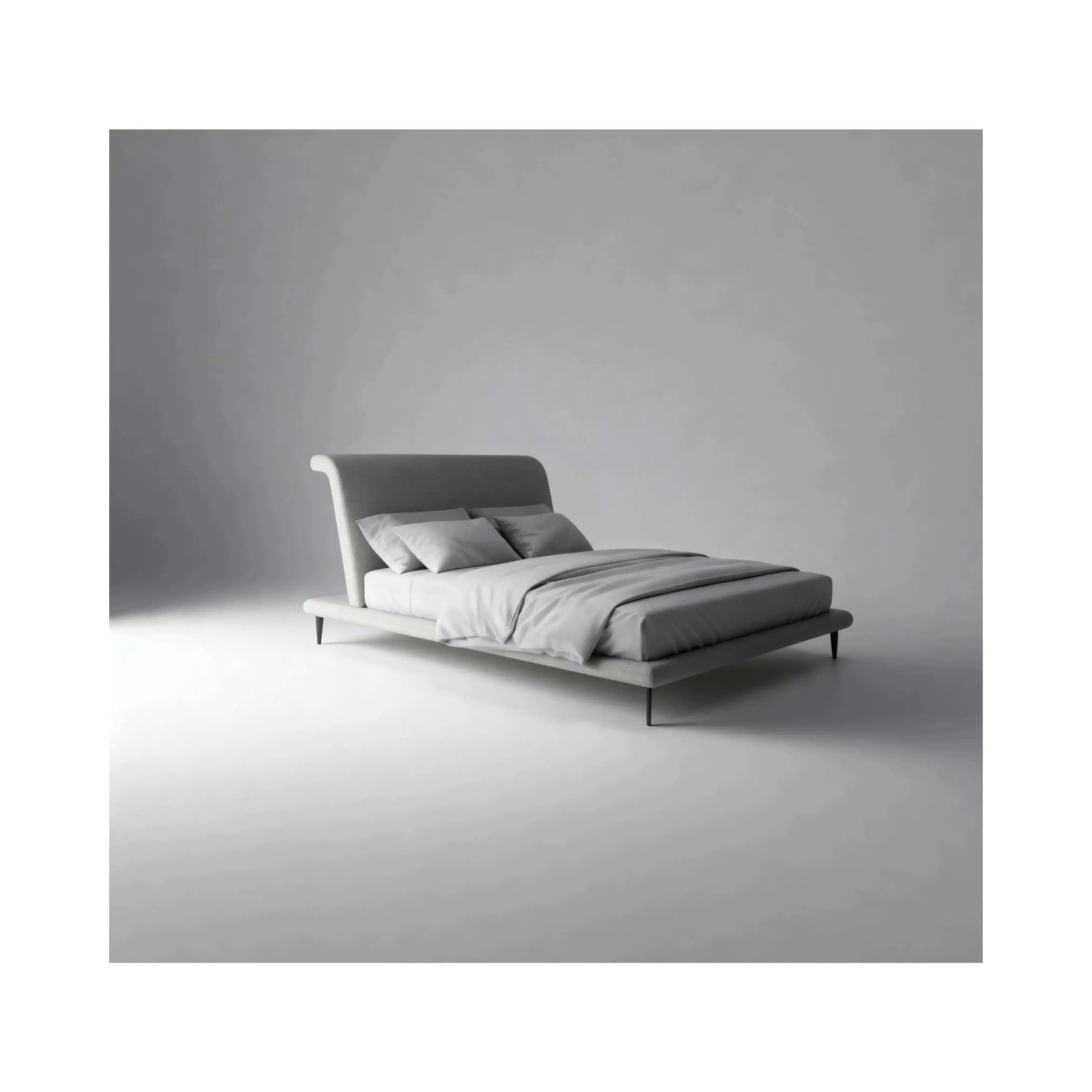 Cama Ayla – cama estofada com bordas arredondadas e design suave