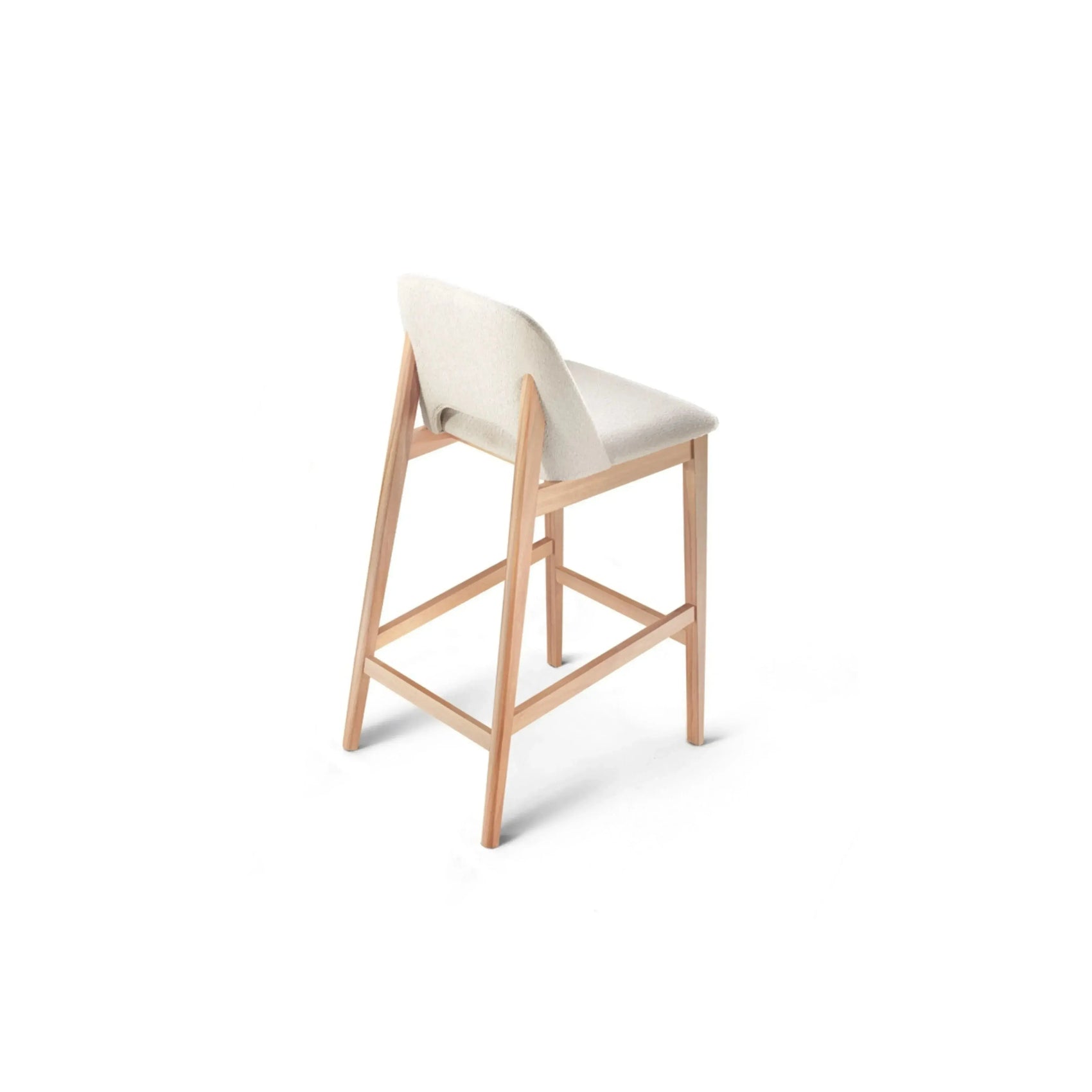 Banqueta Vênus – banqueta estofada em linho com pés em madeira e design elegante