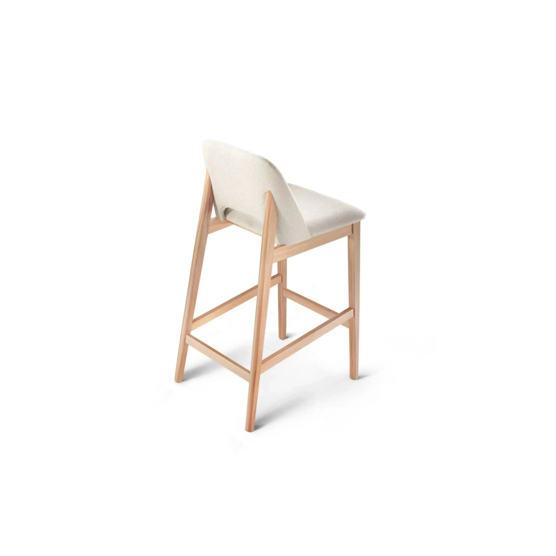 Banqueta Vênus – banqueta estofada em linho com pés em madeira e design elegante