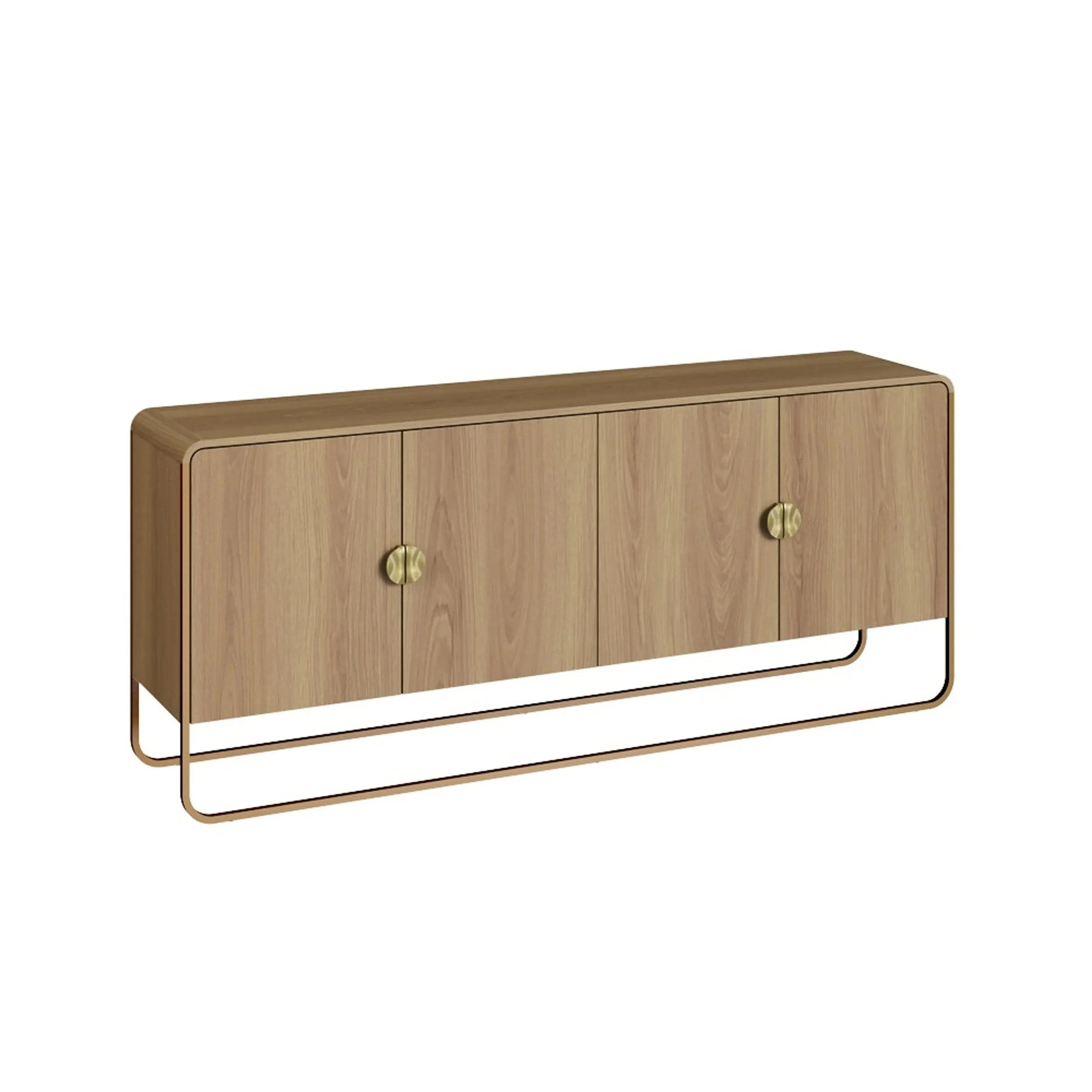 Balcão Buffet Dalia 180cm acabamento Hanover/Dourado com 4 portas e pés metálicos dourados