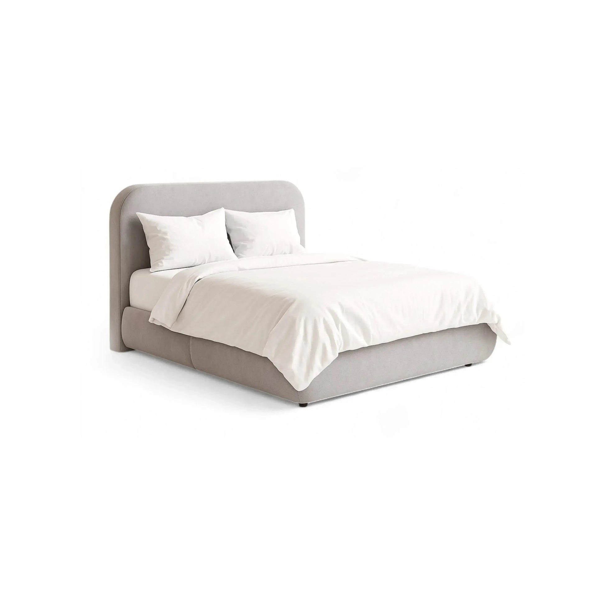 Cama Brio – cama estofada com design contemporâneo de linhas marcantes em linho ou bouclé