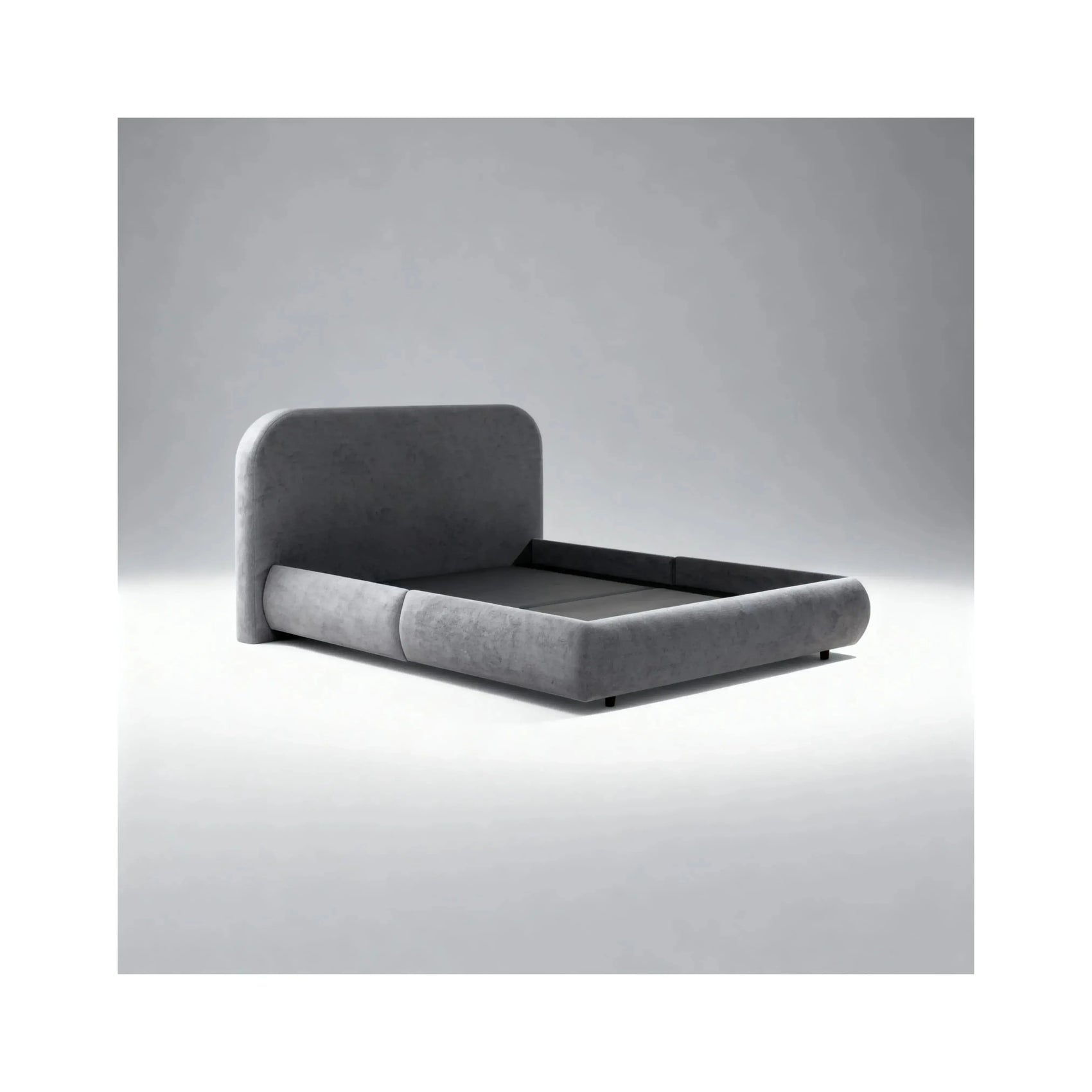Cama Brio – cama estofada com design contemporâneo de linhas marcantes em linho ou bouclé