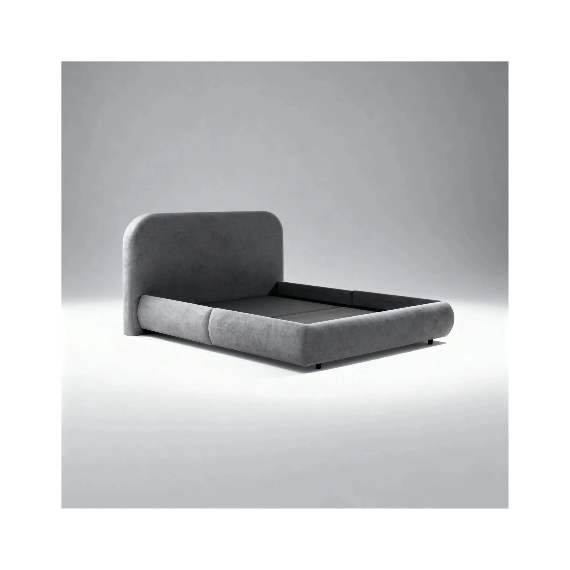 Cama Brio – cama estofada com design contemporâneo de linhas marcantes em linho ou bouclé