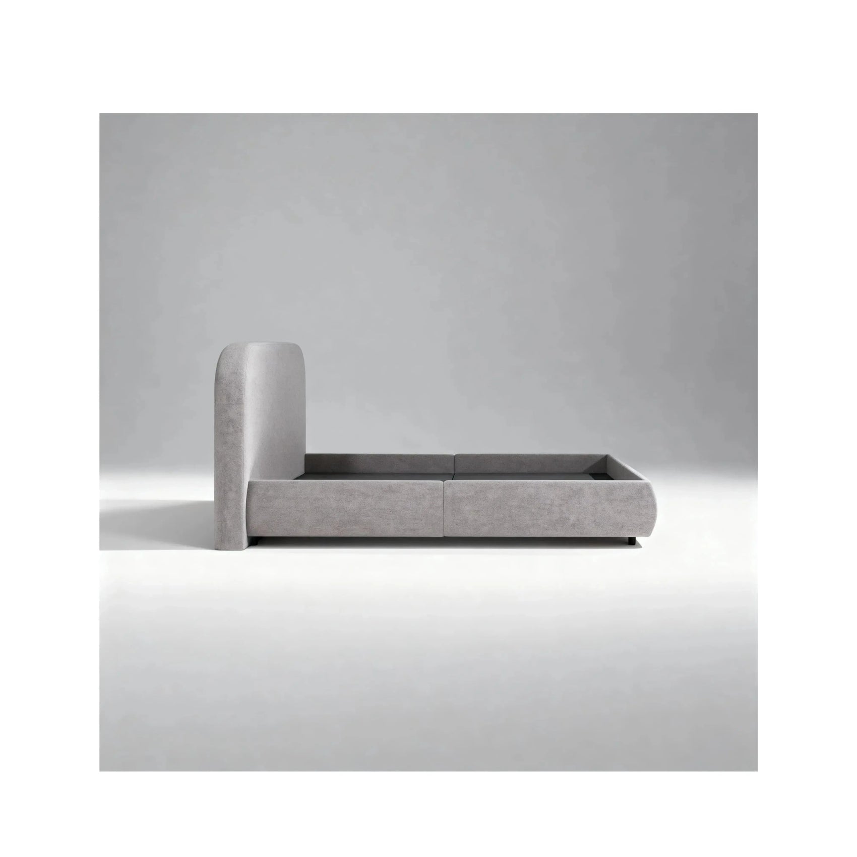 Cama Brio – cama estofada com design contemporâneo de linhas marcantes em linho ou bouclé