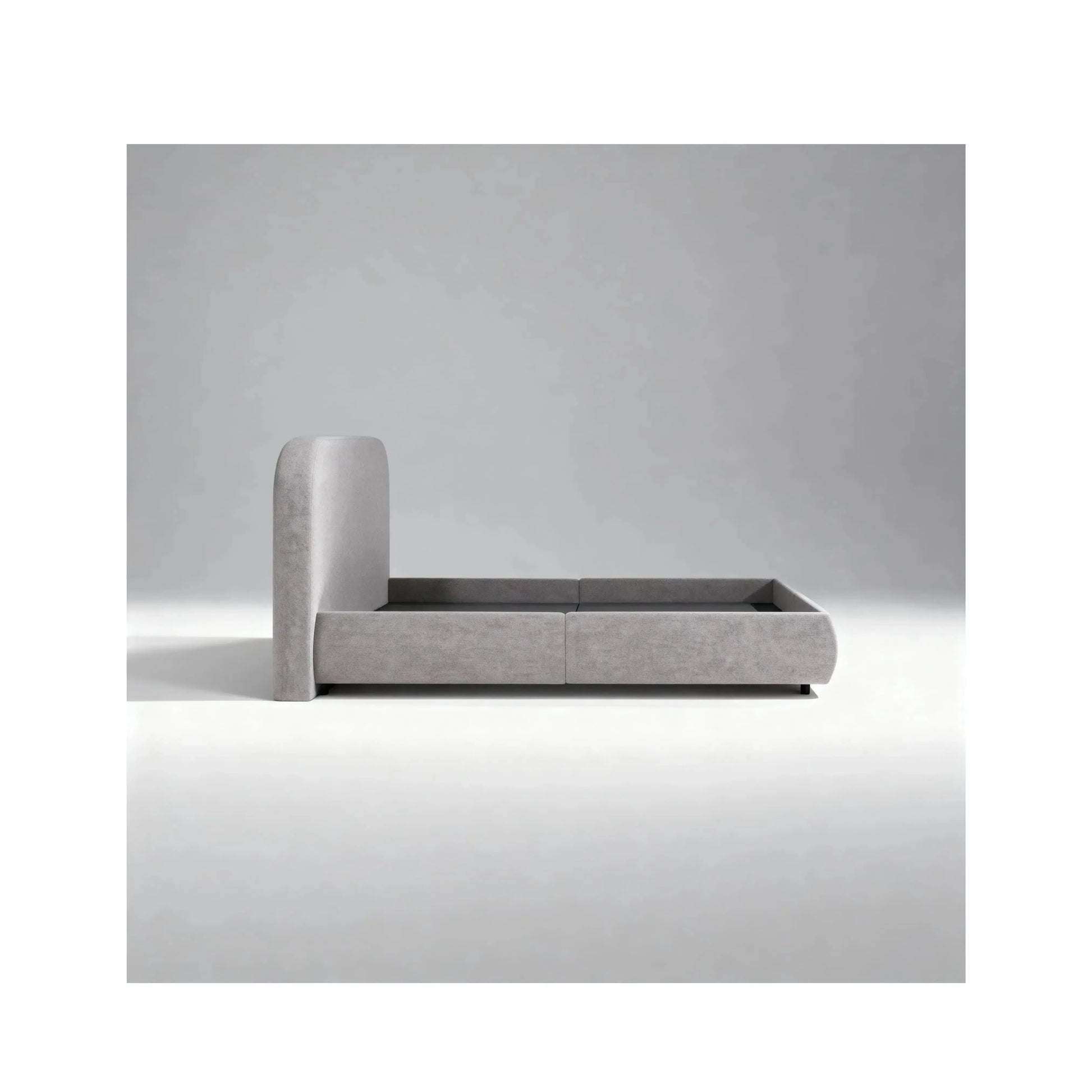 Cama Brio – cama estofada com design contemporâneo de linhas marcantes em linho ou bouclé