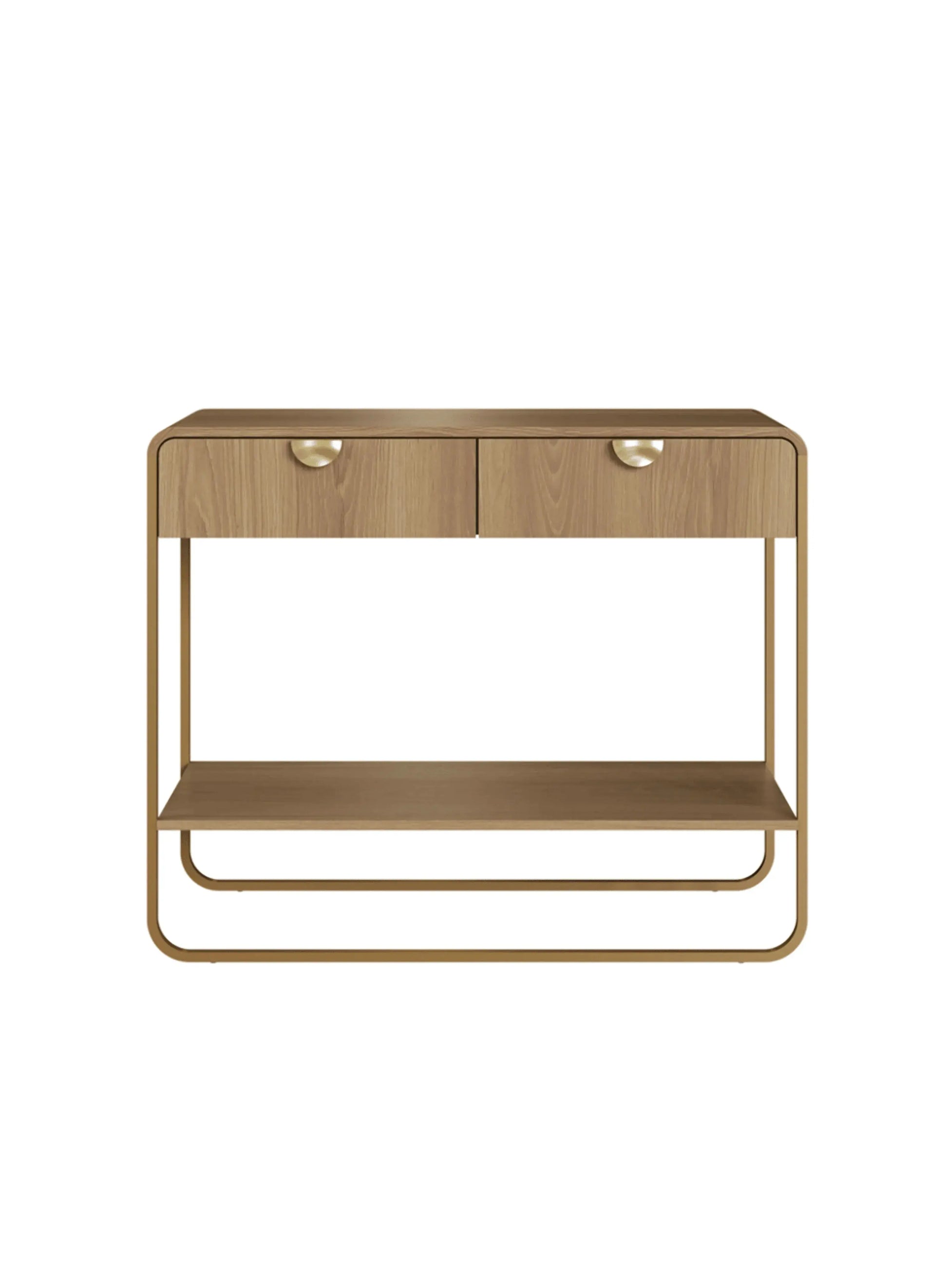 Aparador Dalia 100cm 2 Gavetas acabamento Hanover/Dourado com pés metálicos dourados