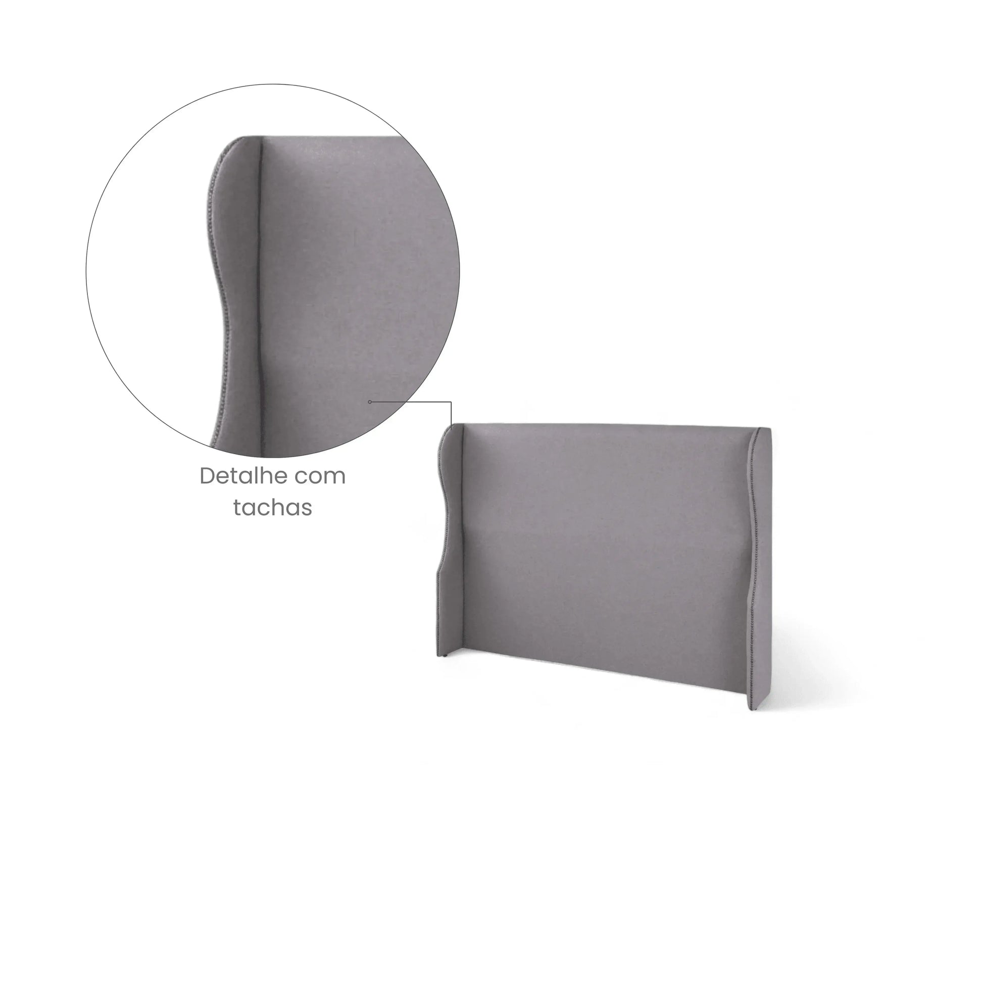 Cabeceira Sierra – cabeceira estofada com painel liso e tachas na aba lateral em linho ou bouclé