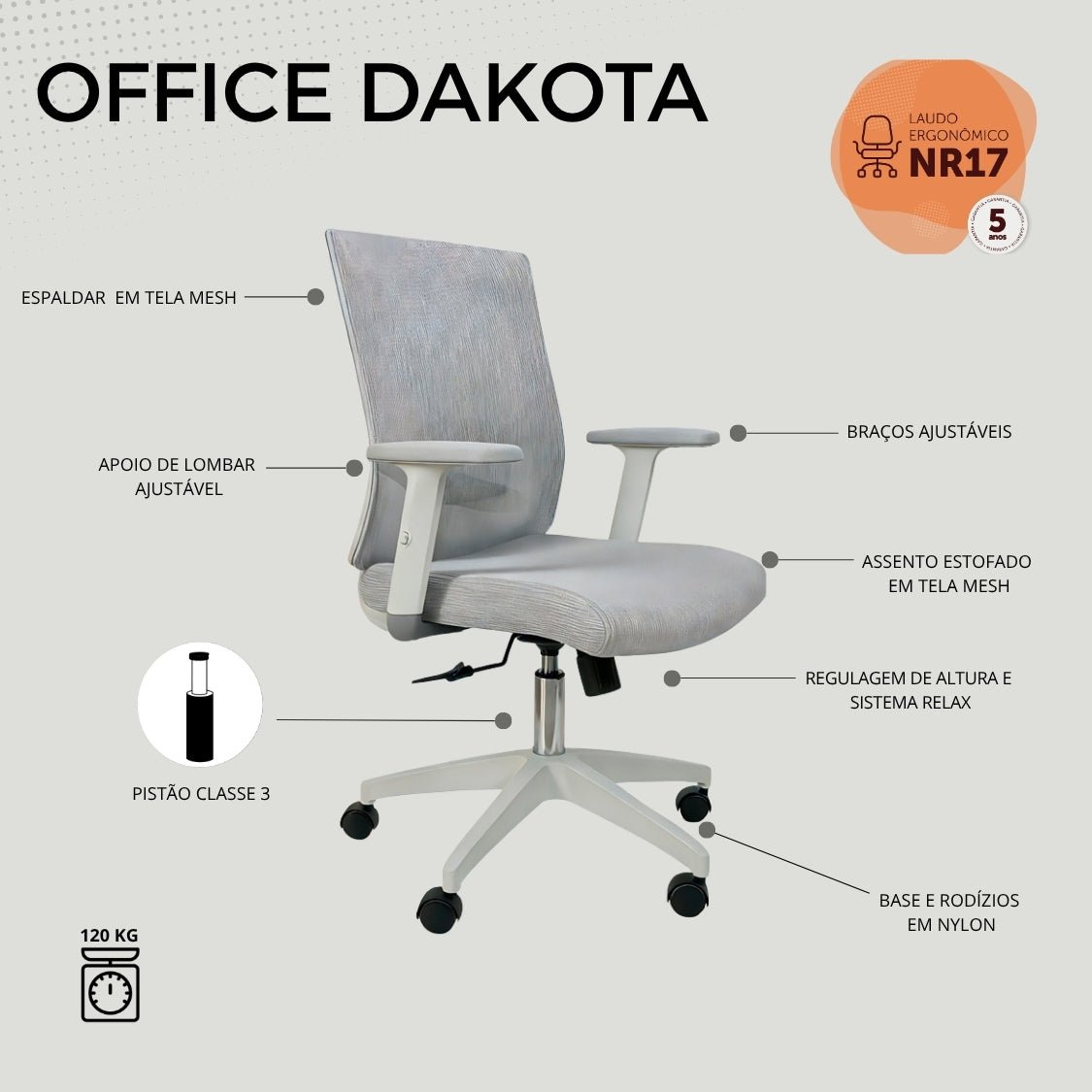 Cadeira Office Cadeira de Escritório Dakota Horizon Interiores