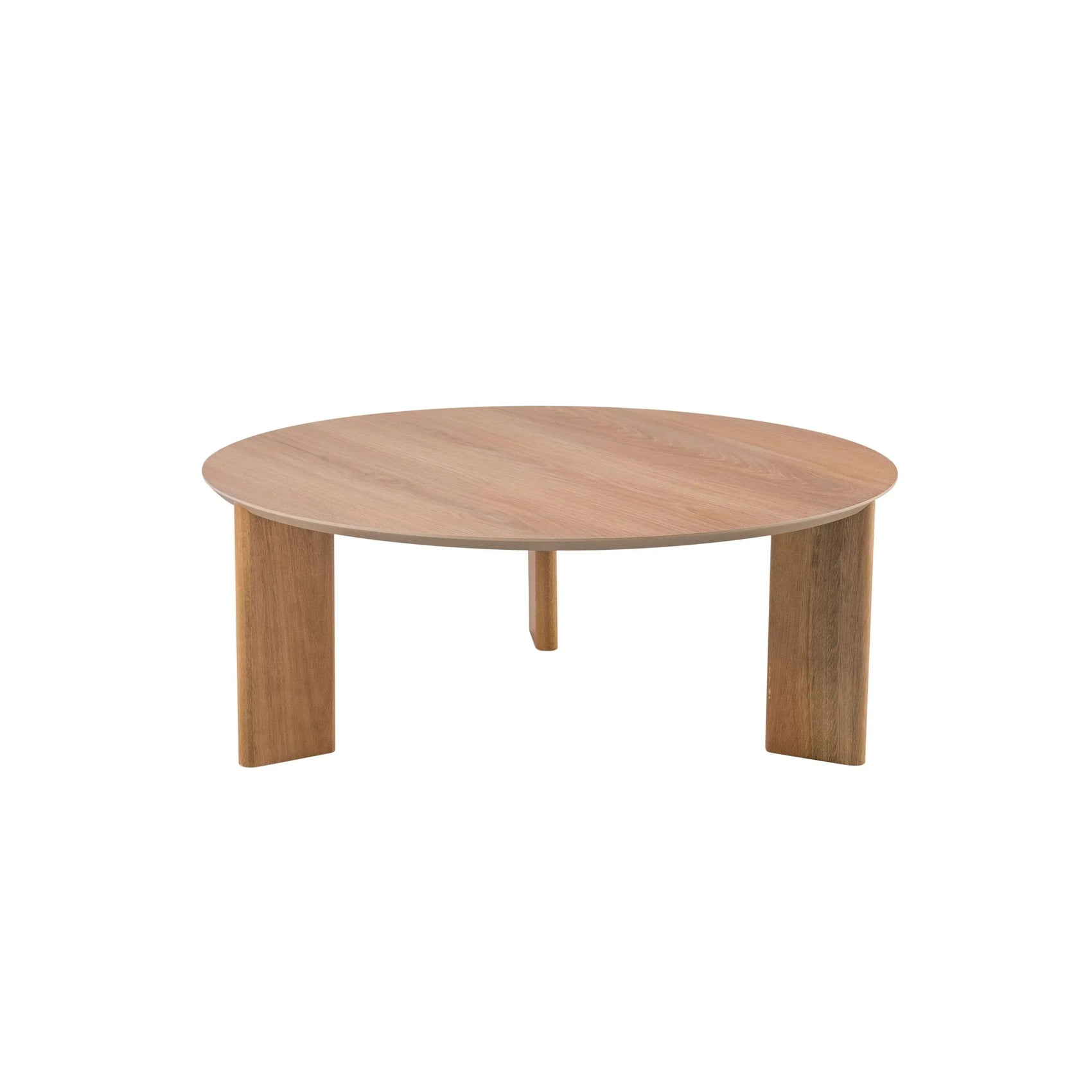 Mesa de Centro Caia Hanover – mesa redonda com acabamento amadeirado para sala de estar