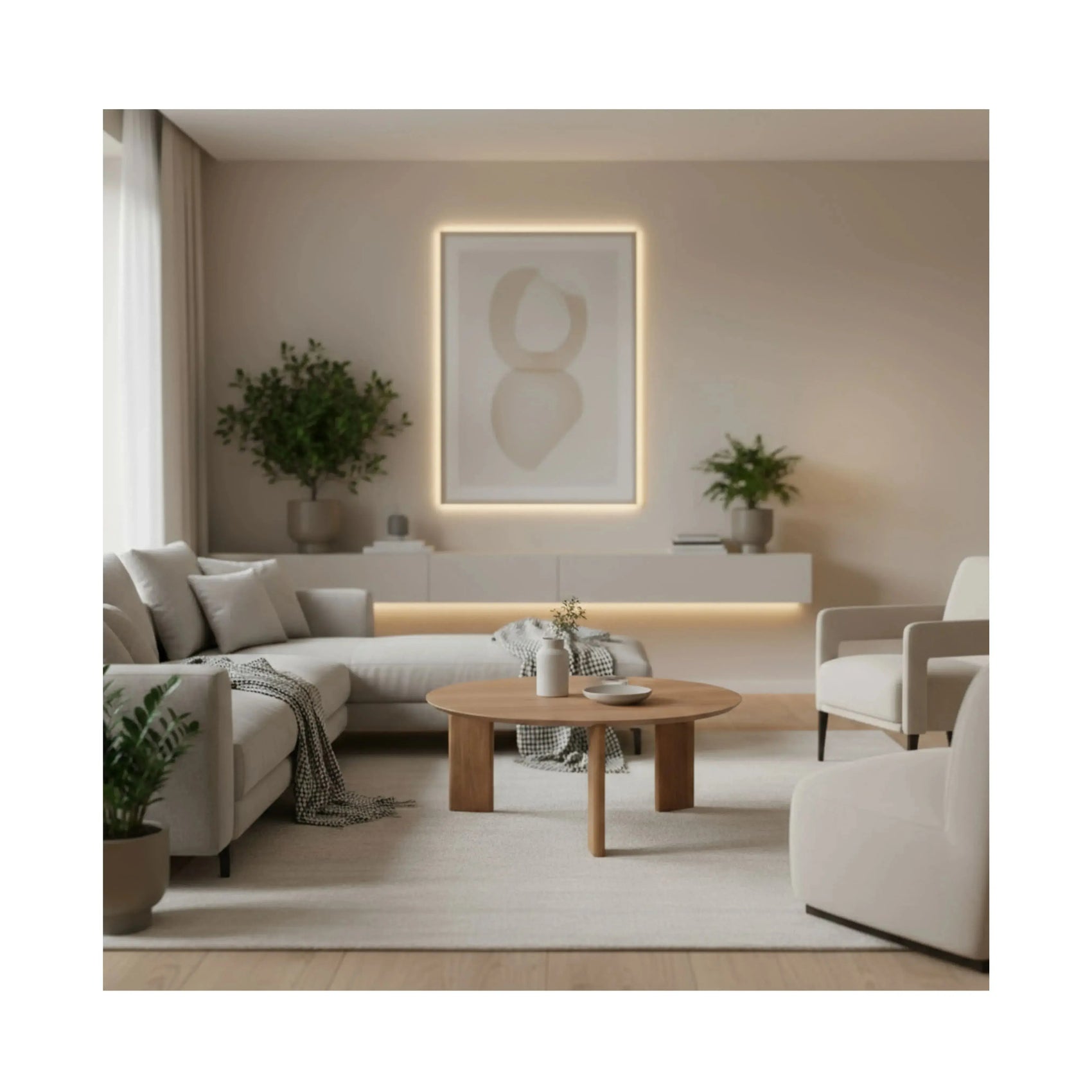 Mesa de Centro Caia Hanover – mesa redonda com acabamento amadeirado para sala de estar