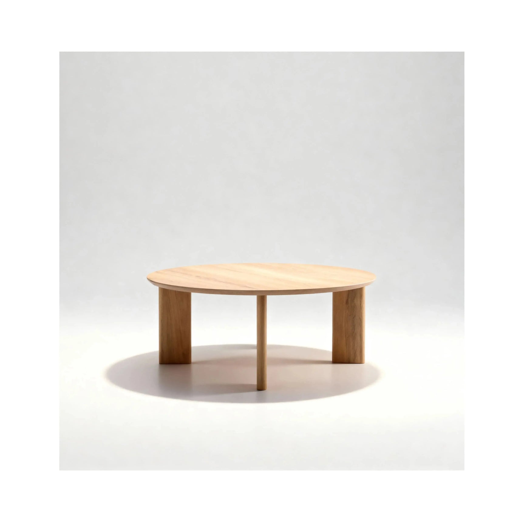Mesa de Centro Caia Hanover – mesa redonda com acabamento amadeirado para sala de estar