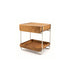 Mesa de Cabeceira Canoa – mesa em Madeira Damasco e Metal Off-White com bandeja integrada