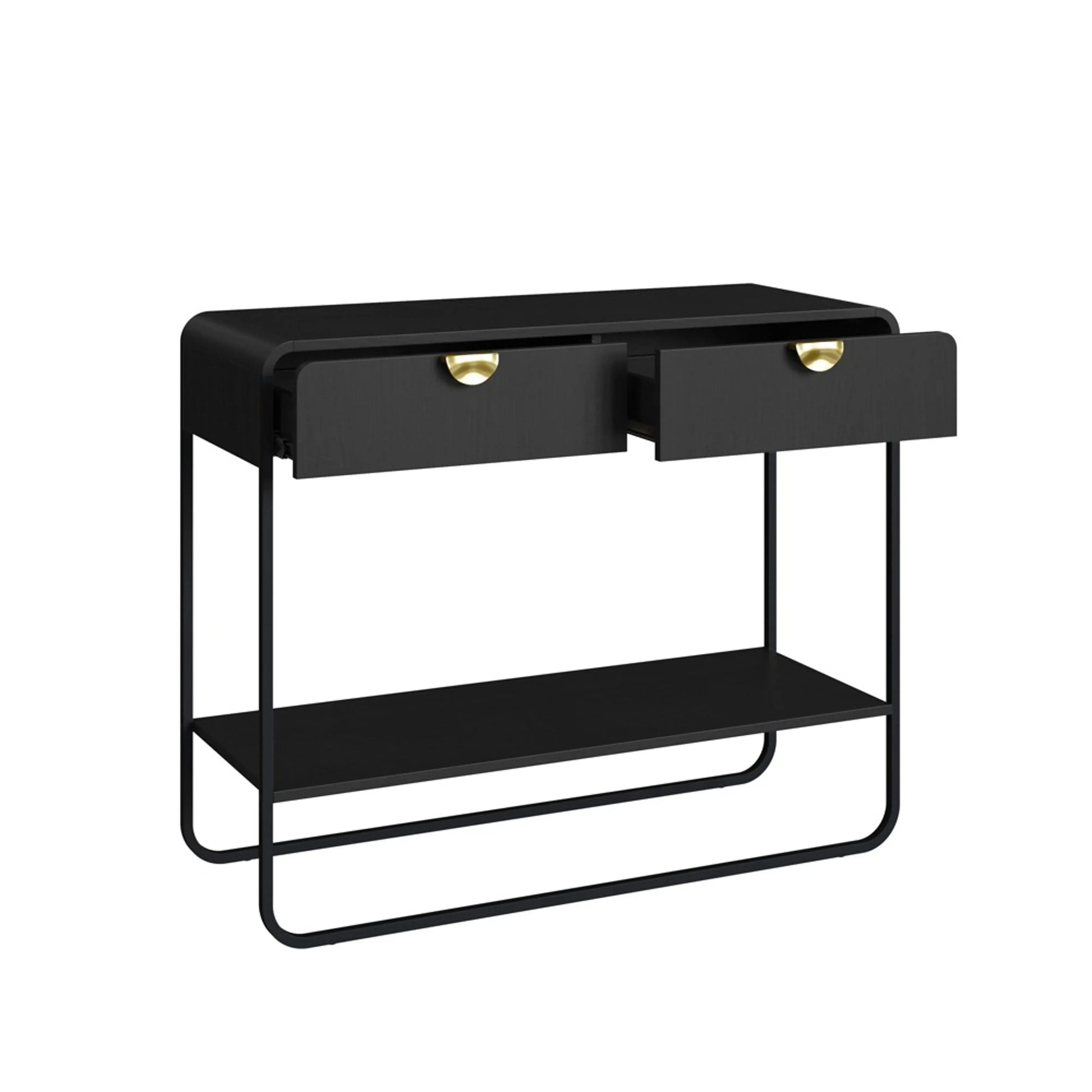 Aparador Dalia 100cm 2 Gavetas acabamento Nero/Preto com pés metálicos e design orgânico