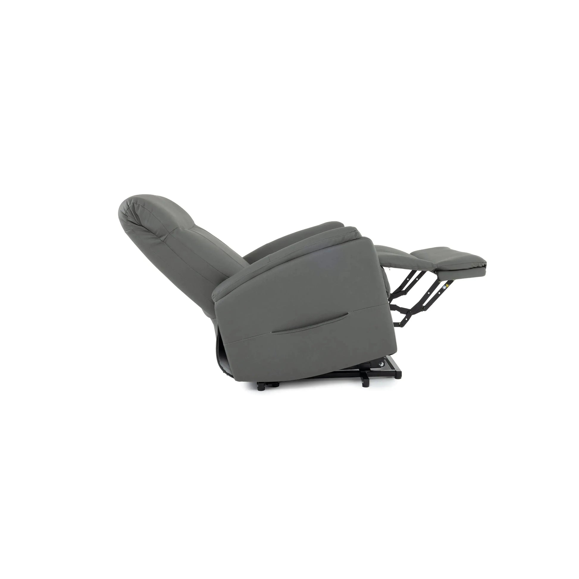 Poltrona Elétrica Cedro em courino cinza chumbo com chaise extensível e sistema lifting