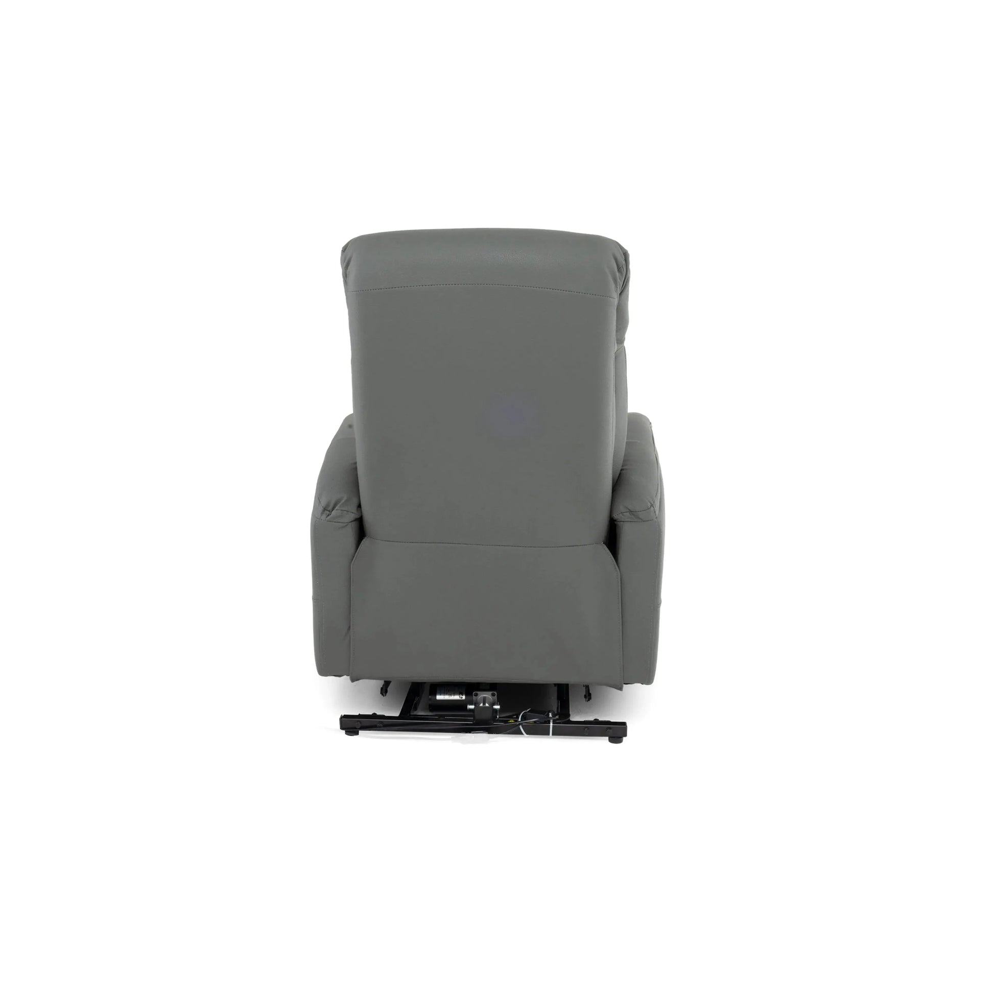 Poltrona Elétrica Cedro em courino cinza chumbo com chaise extensível e sistema lifting