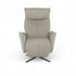 Poltrona Reclinável Celeste em couro cinza com chaise extensível e base metálica eletrostática
