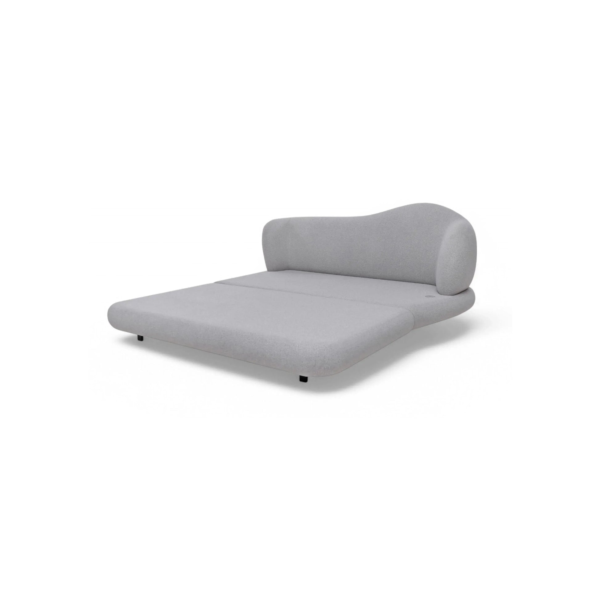 Cama Celeste – cama estofada com cabeceira curva orgânica de 100 cm