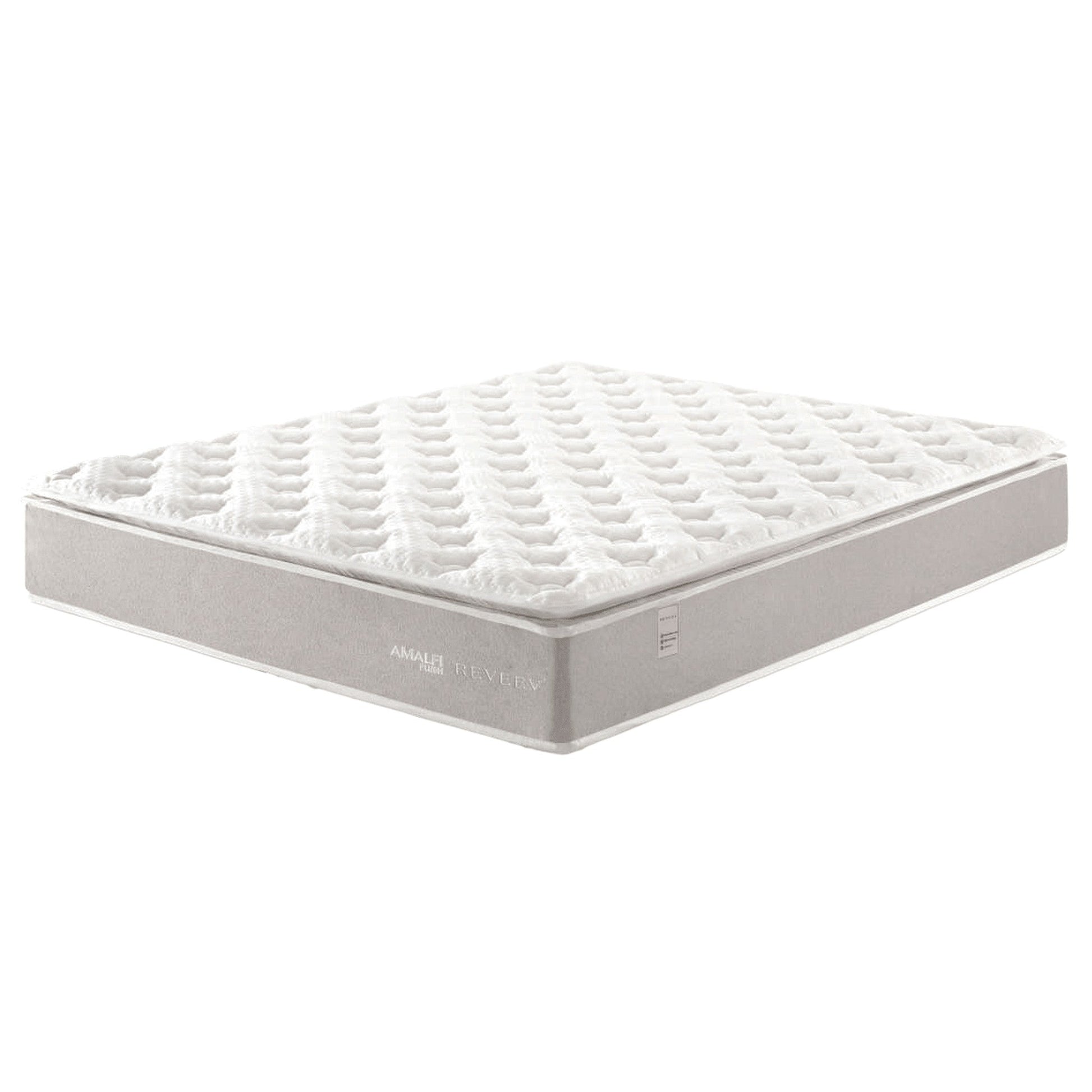 Colchão Amalfi branco com superfície acolchoada em relevo.