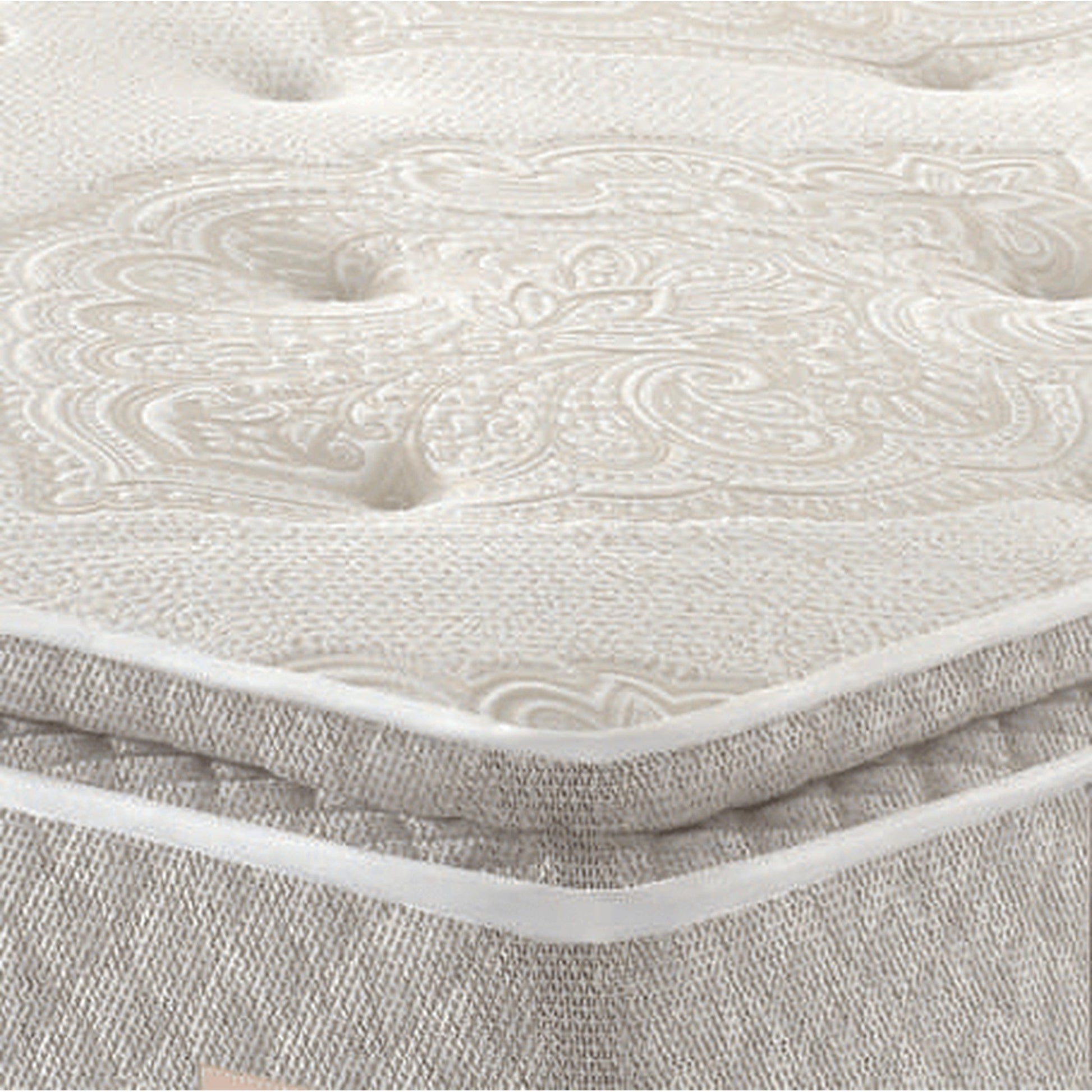 Colchão Asti branco com detalhe de tecido superior em relevo e desenhos