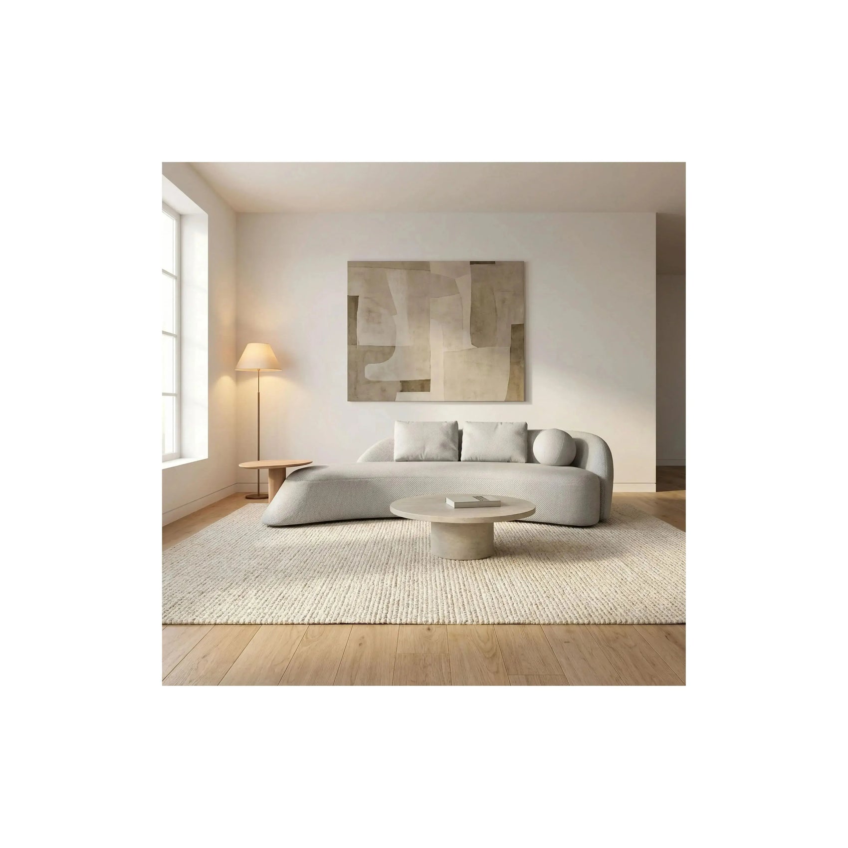 Sofá Coral Noa Living – sofá com mesa lateral em madeira integrada e design contemporâneo