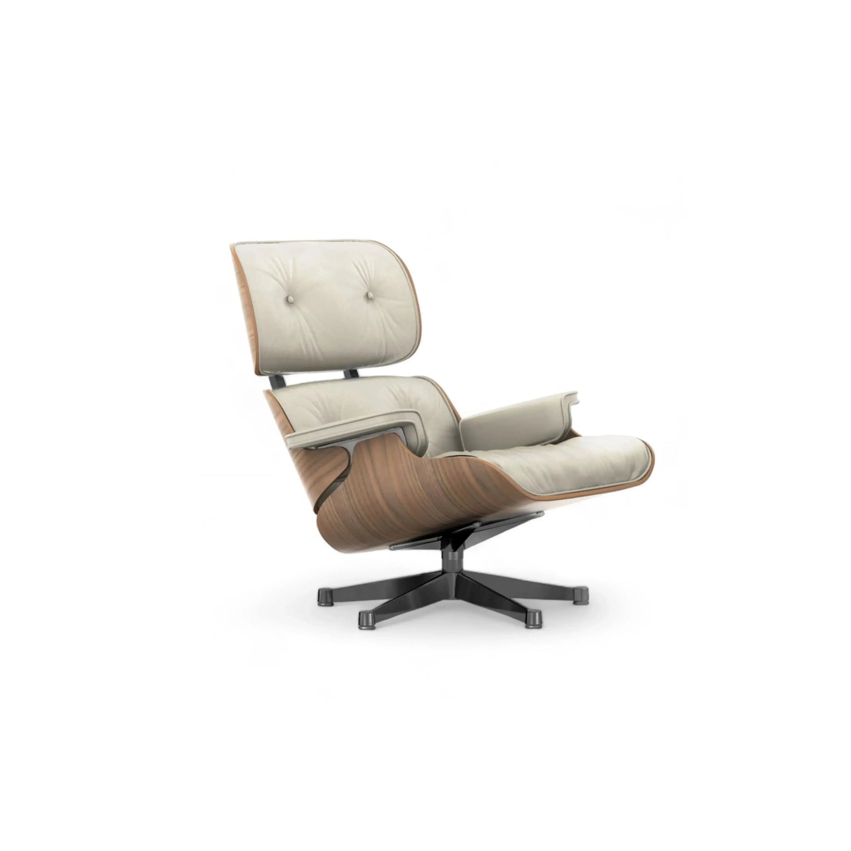 Poltrona Charles Eames – ícone do design com estrutura em madeira moldada, couro e puff incluso