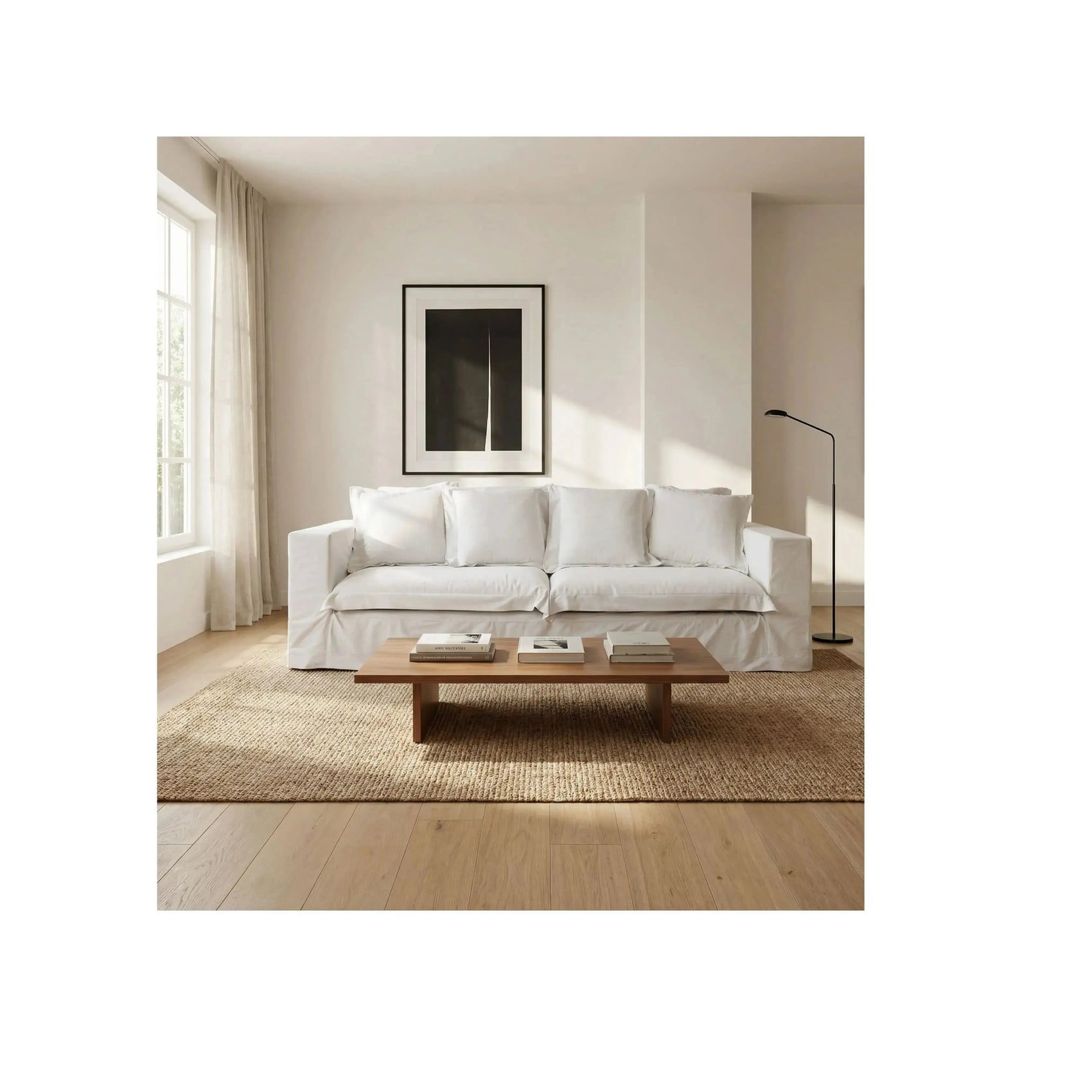 Sofá Diorio – sofá com capa removível e almofadas soltas em design contemporâneo