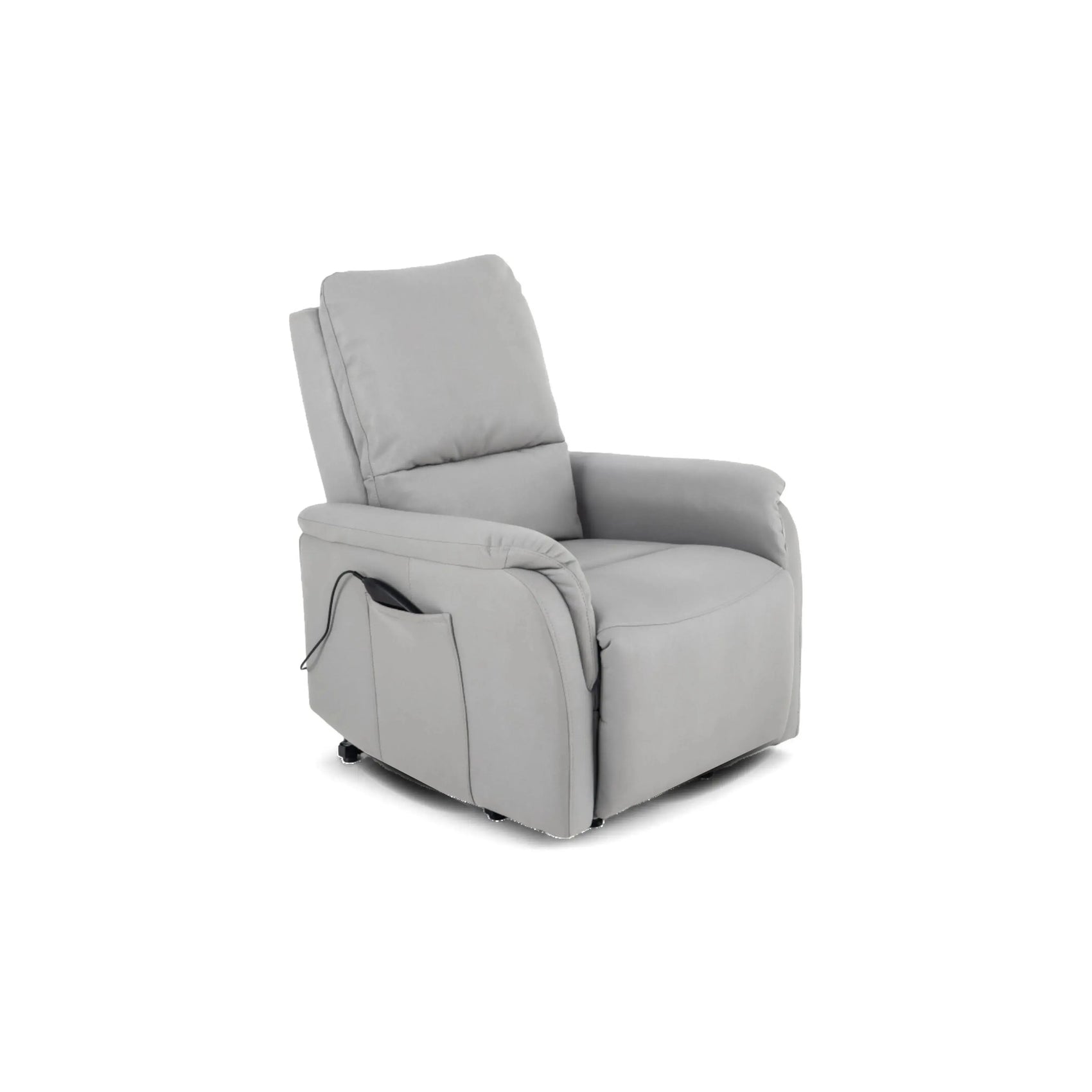 Poltrona Elétrica Domus em courino cinza diamante com chaise extensível e sistema lifting