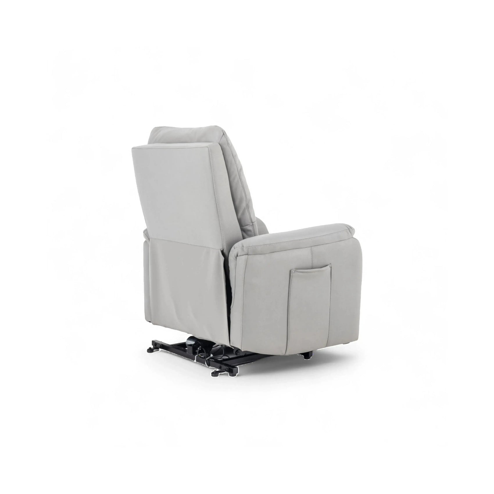Poltrona Elétrica Domus em courino cinza diamante com chaise extensível e sistema lifting