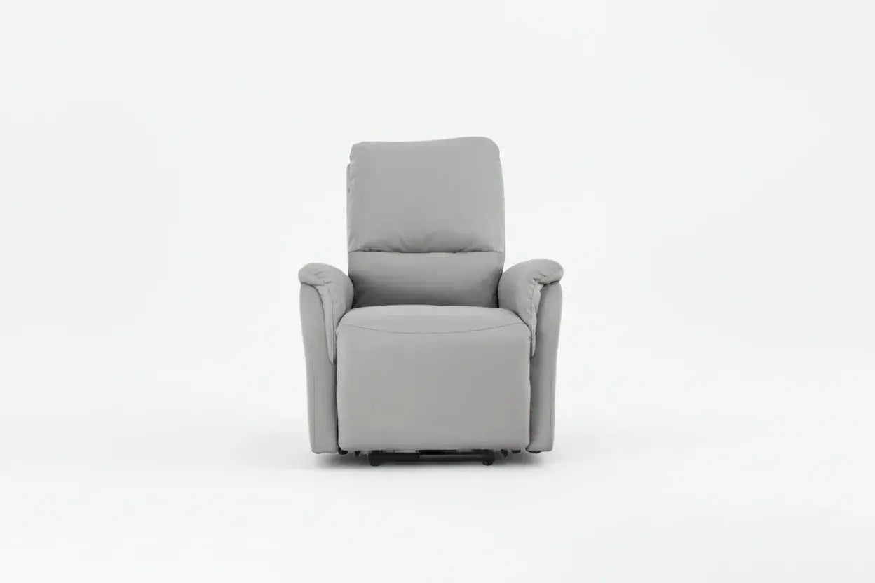 Poltrona Elétrica Domus em courino cinza diamante com chaise extensível e sistema lifting