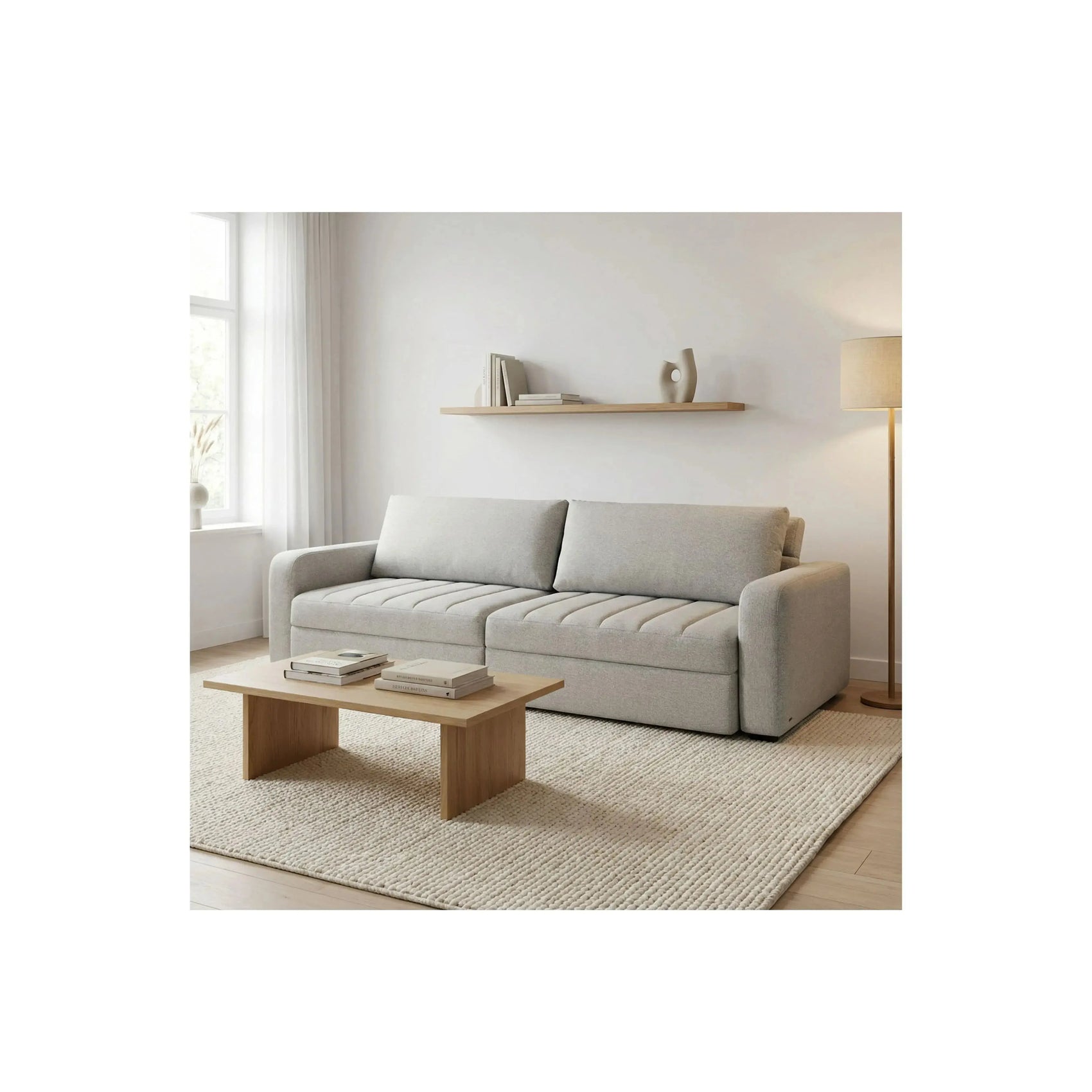 Sofá Elios – sofá retrátil com design contemporâneo elegante e guias de aço escovado