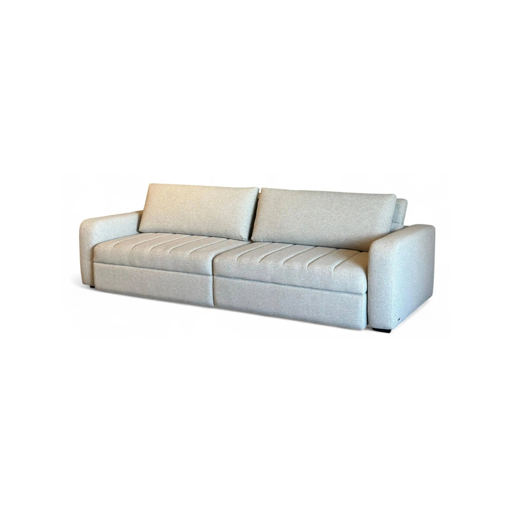 Sofá Elios – sofá retrátil com design contemporâneo elegante e guias de aço escovado