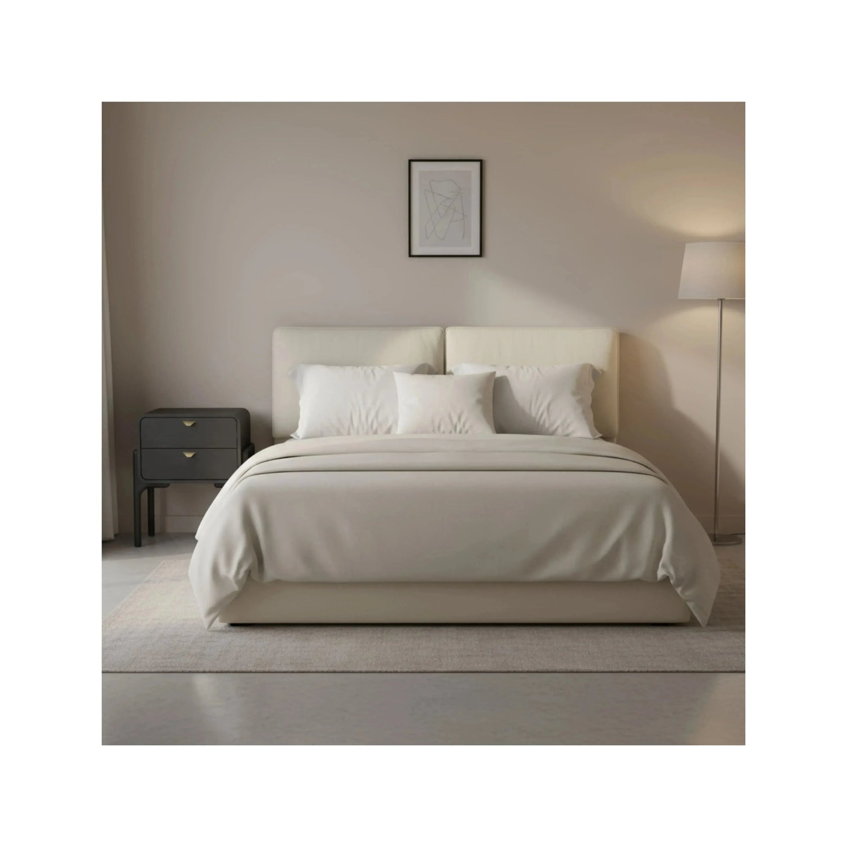 Mesa de Cabeceira Elise 2 Gavetas acabamento Nero com design contemporâneo e linhas limpas