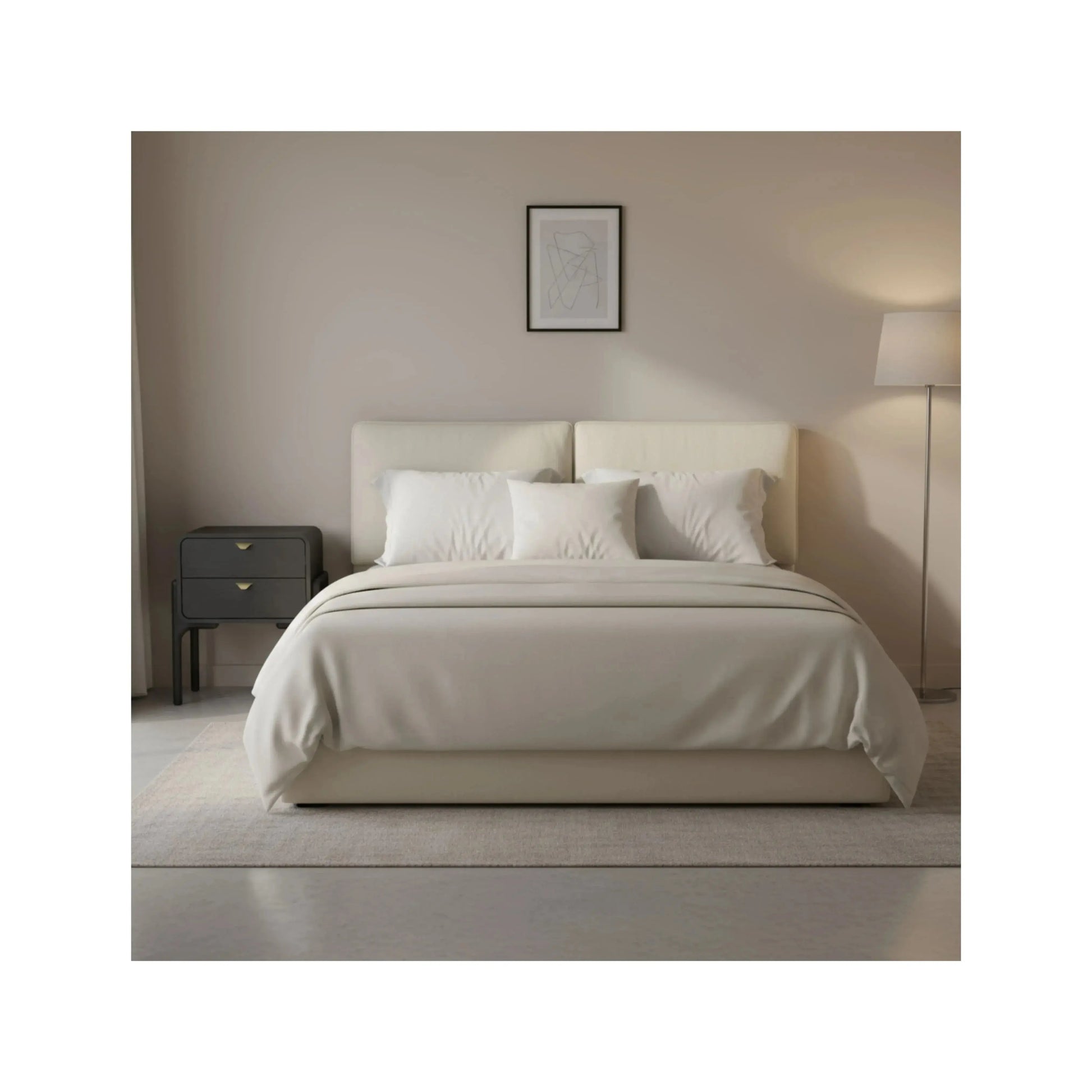 Mesa de Cabeceira Elise 2 Gavetas acabamento Nero com design contemporâneo e linhas limpas