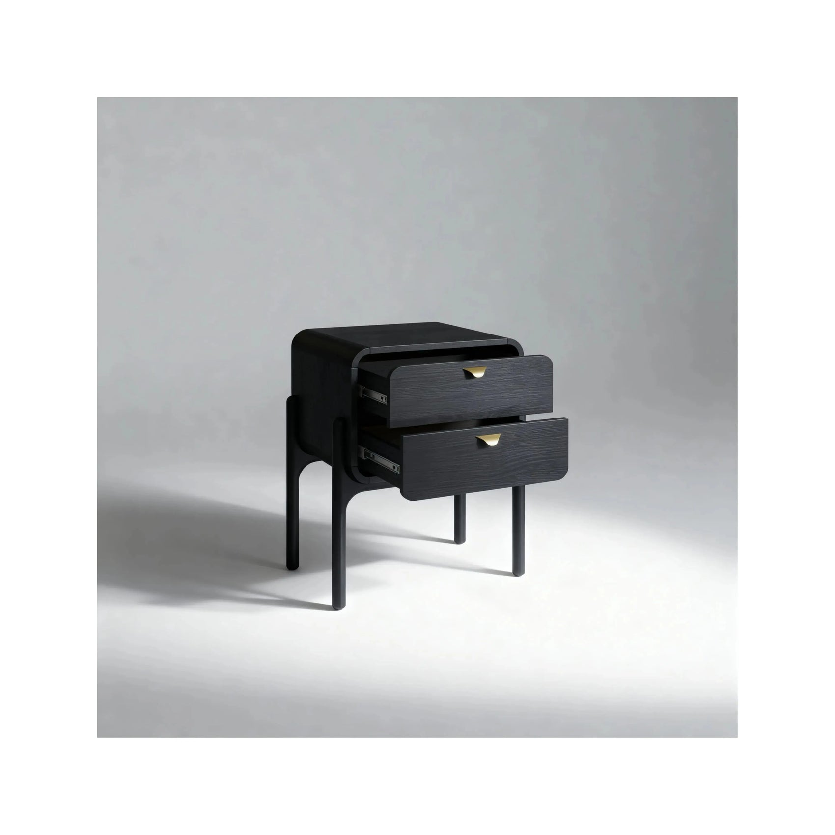 Mesa de Cabeceira Elise 2 Gavetas acabamento Nero com design contemporâneo e linhas limpas